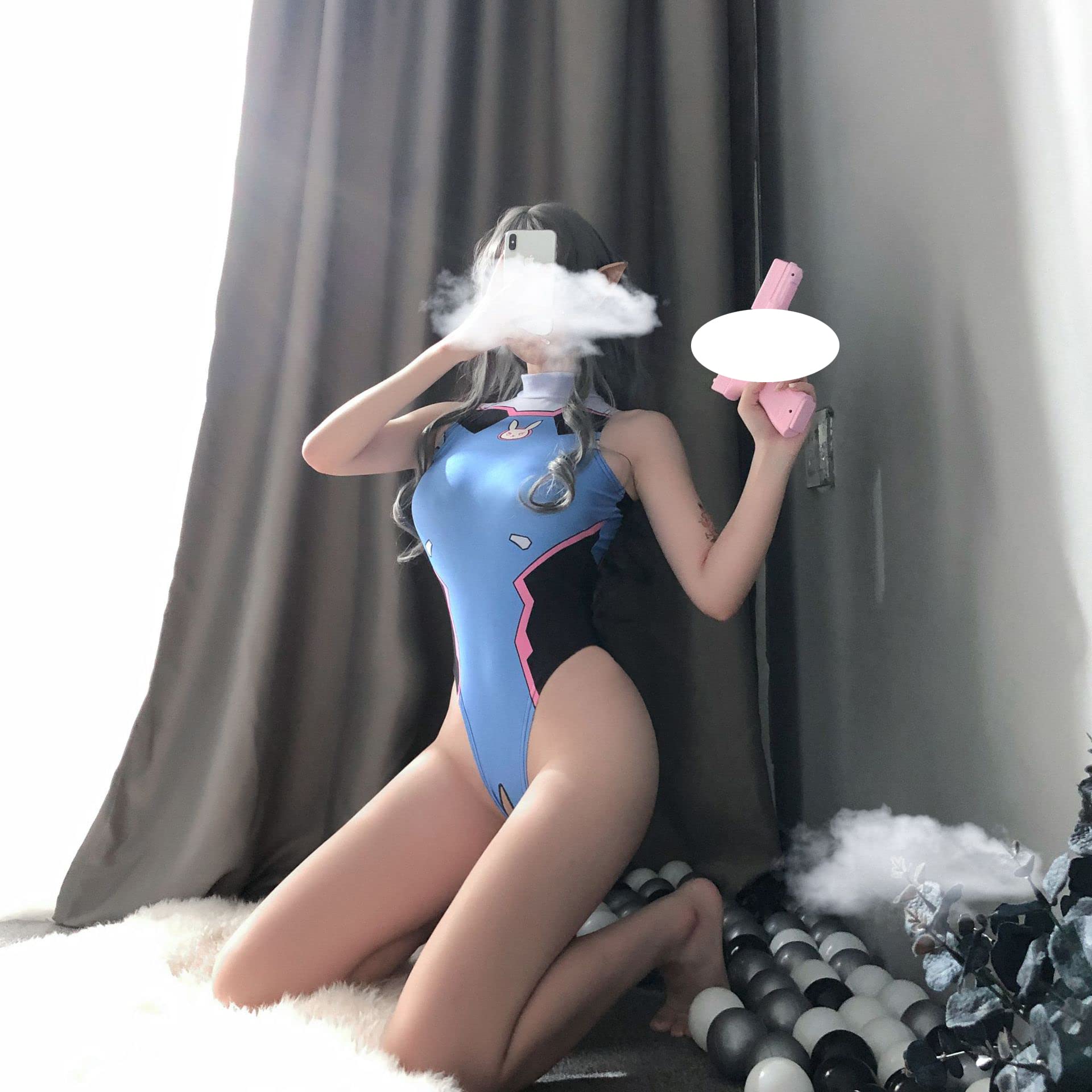 SINMIUANIME Women's One-Piece Anime Swimsuit Party High Cut Bodysuit Cosplay Leotard Teddy Lingerie Set