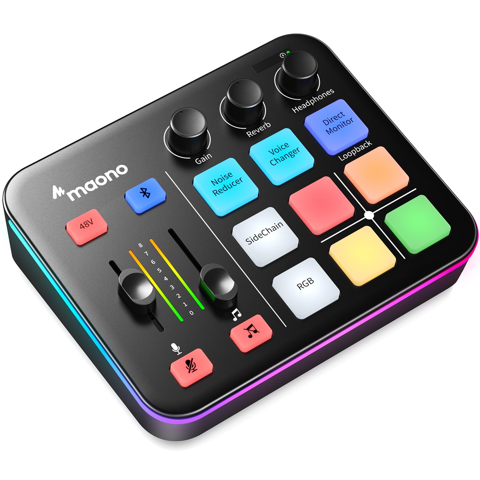 MAONO Gaming Audio Mixer, Audio Interface with Pro-preamp, RGB, Bluetooth, 48V Phantom Power for Live Streaming, Podcasting, Content Create, Gaming MaonoCaster G1 NEO (Not for USB Mic) thumbnail 1