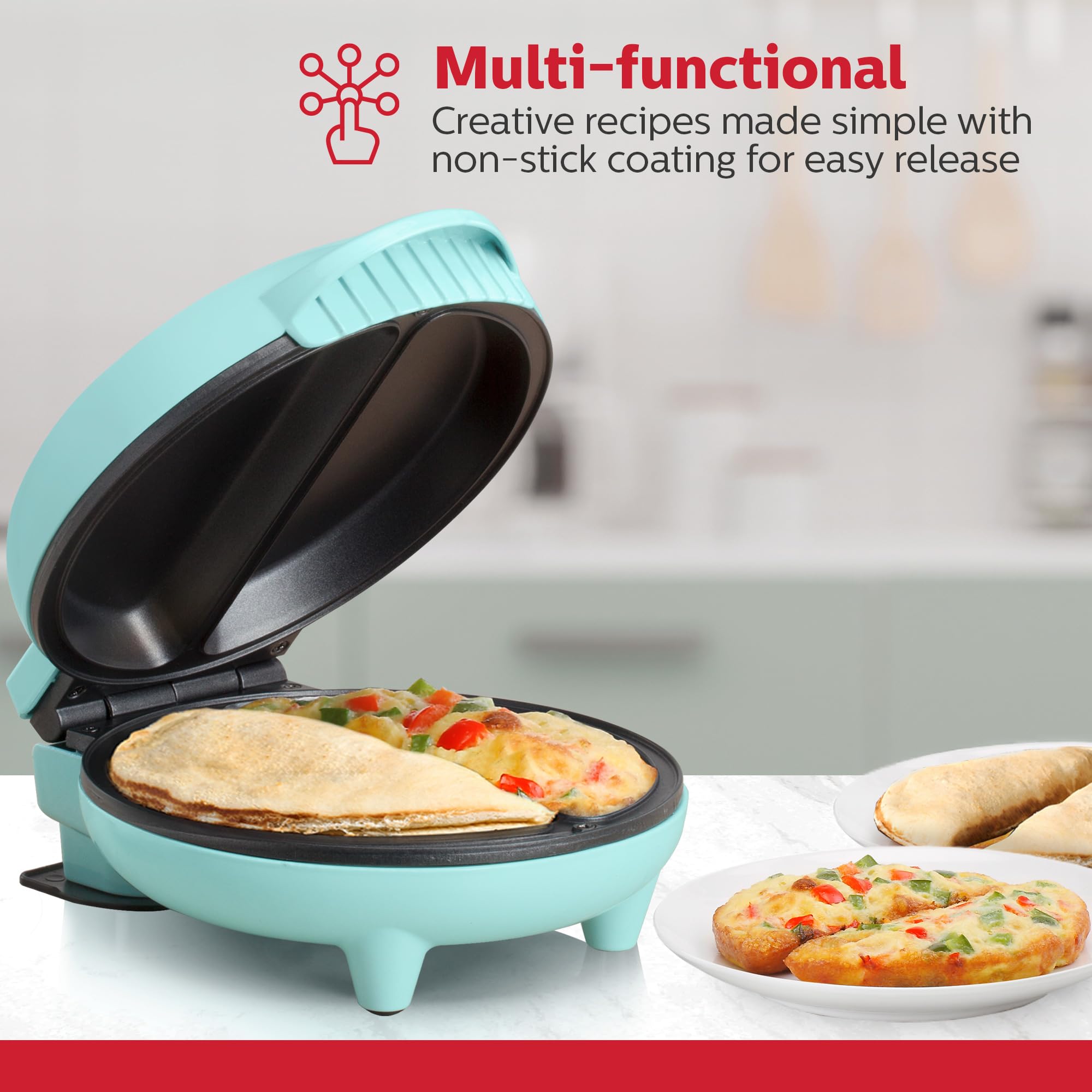 Holstein Housewares - Non-Stick Omelet & Frittata Maker, Yellow/Stainless Steel - Makes 2 Individual Portions Quick & Easy: 2 Section Mint