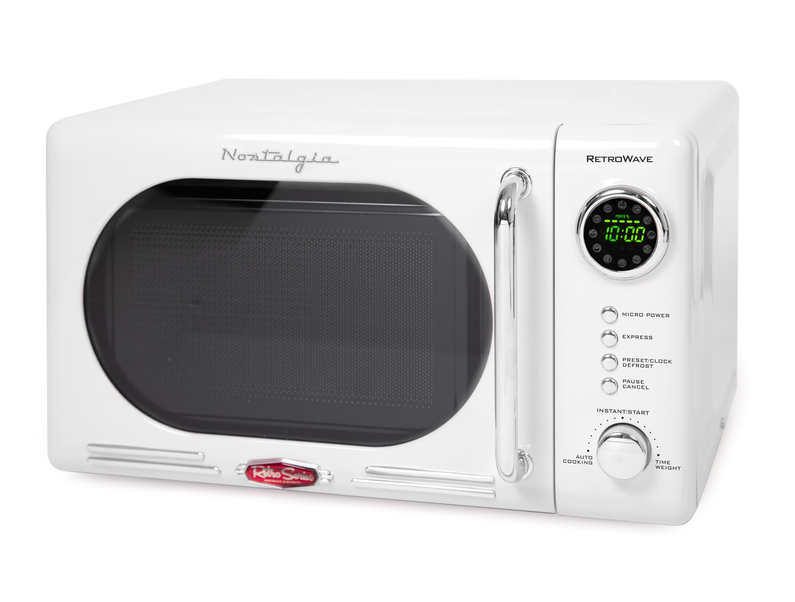 Nostalgia NRMO7YW6A Retro Compact Countertop Microwave Oven, 0.7 Cu. Ft. 700-Watts with LED Digital Display, Child Lock, Easy Clean Interior, Yellow: Retro Classic 0.7 Cu. Ft. White