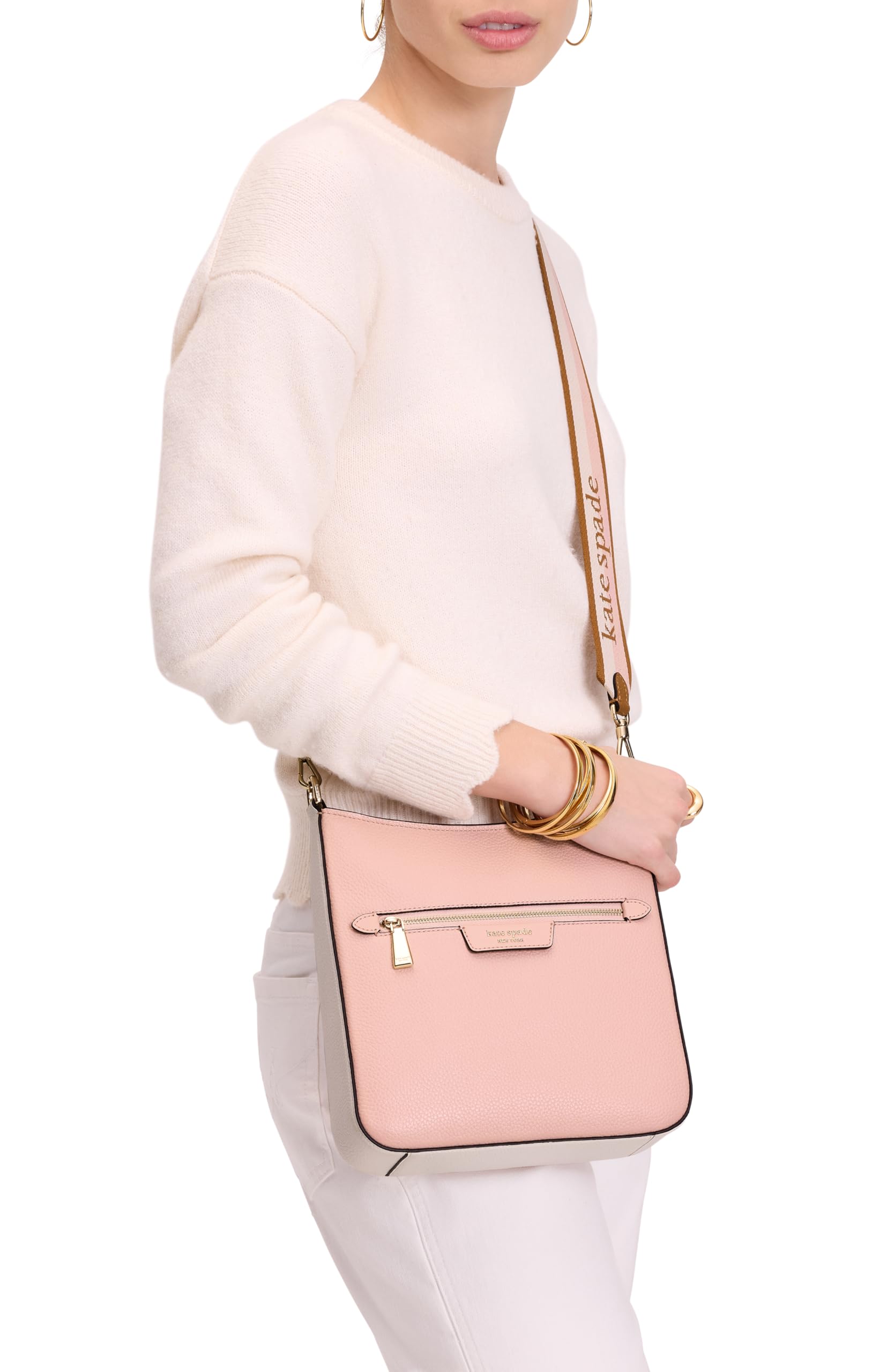 kate spade new york Hudson Pebbled Leather Large Messenger Crossbody