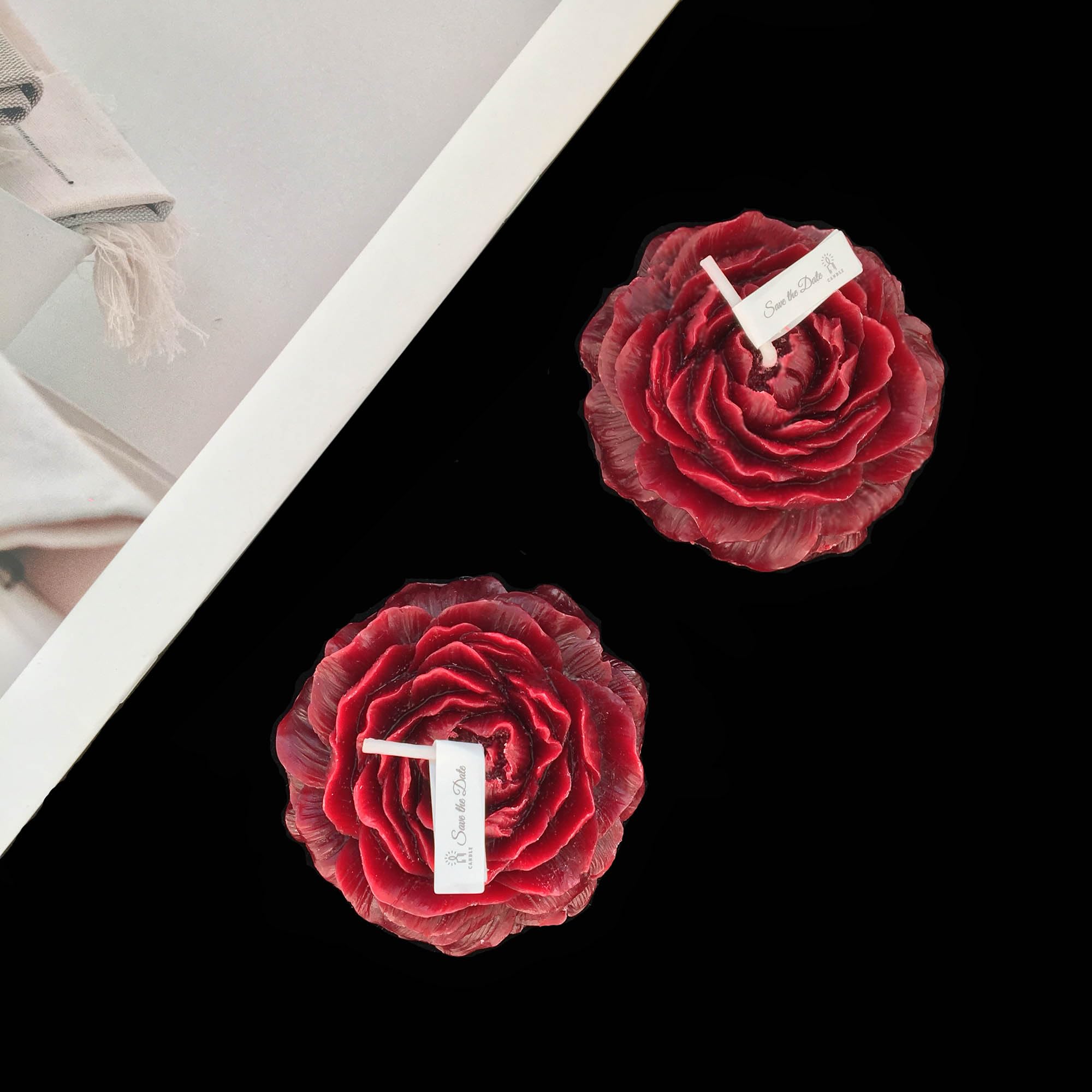 4 Pcs Low Temperature Candles Wine Red Peony Flower Shaped Scented Candles Adult Low Heat Body Safe Candles Wax Play for Couples Date Night