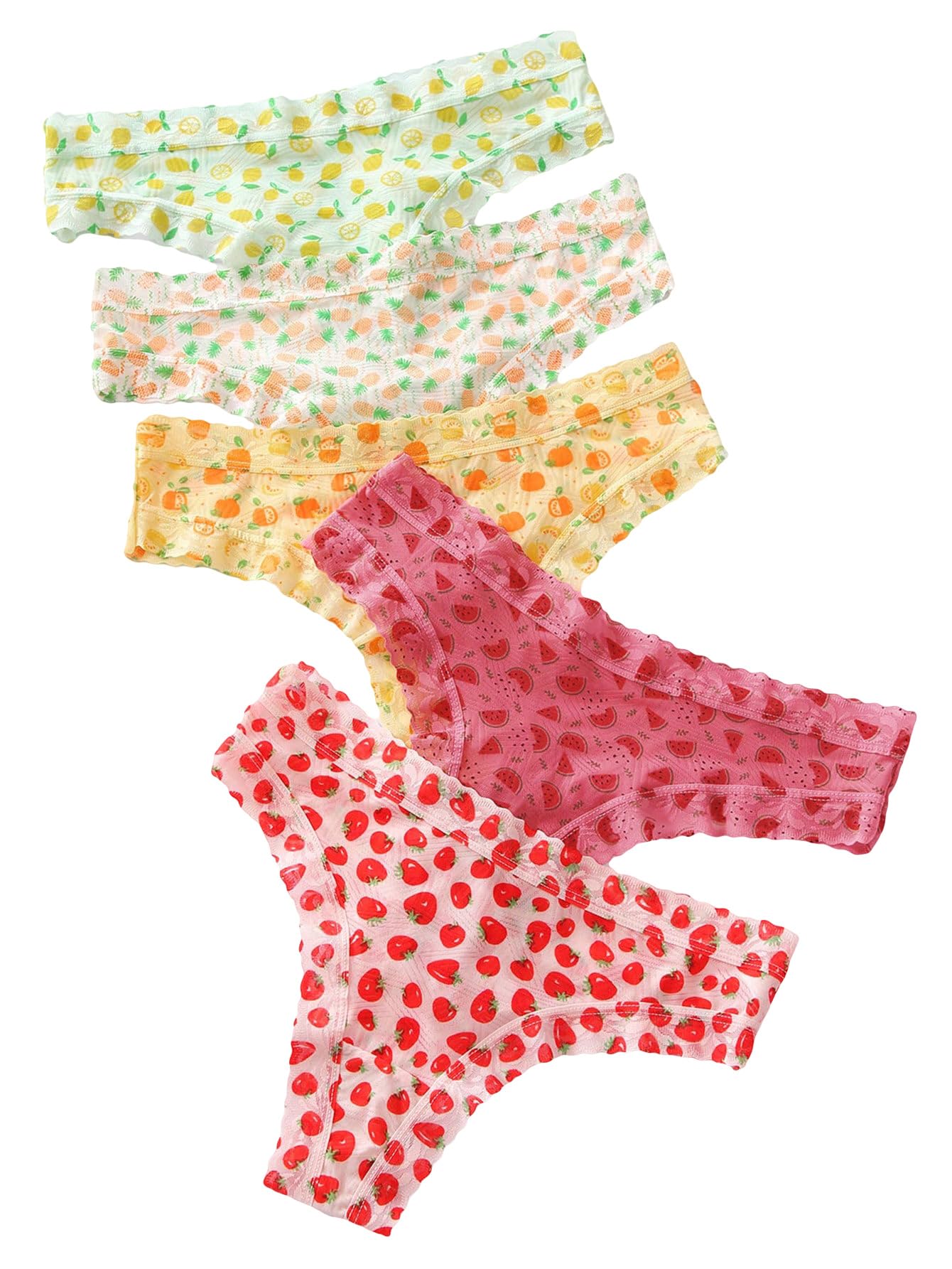 SweatyRocks Women's Cute Graphic Print Hipster Panties Mid Rise Comfy Underwear Briefs 5 Pack: X-Large Multicolor