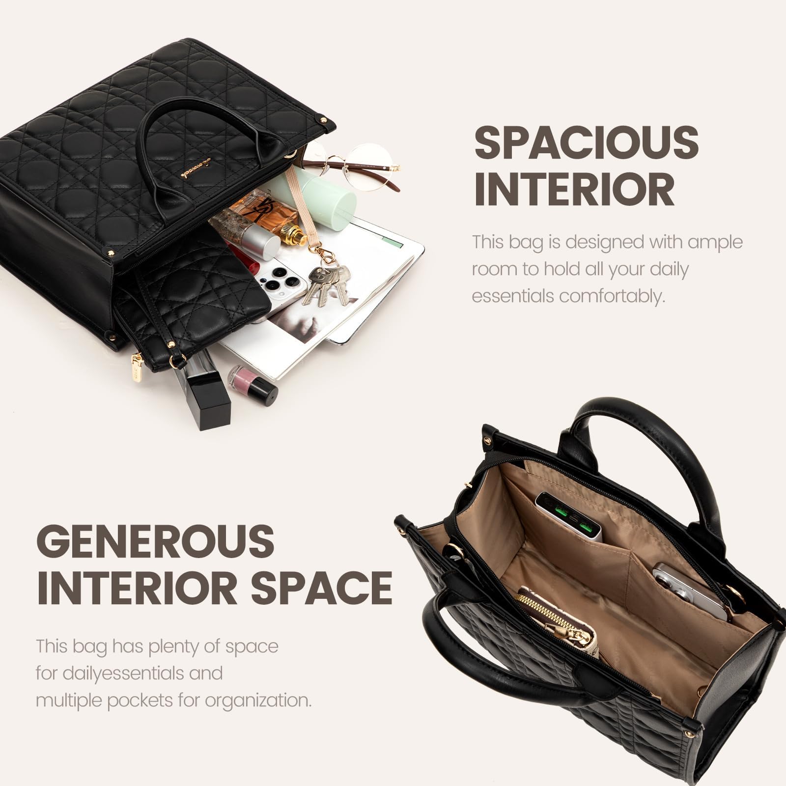 LOVEVOOK Purses and Handbags for Women, Handbags Shoulder Bags Black Purses and PU Leather Top Handles for Lady thumbnail 6