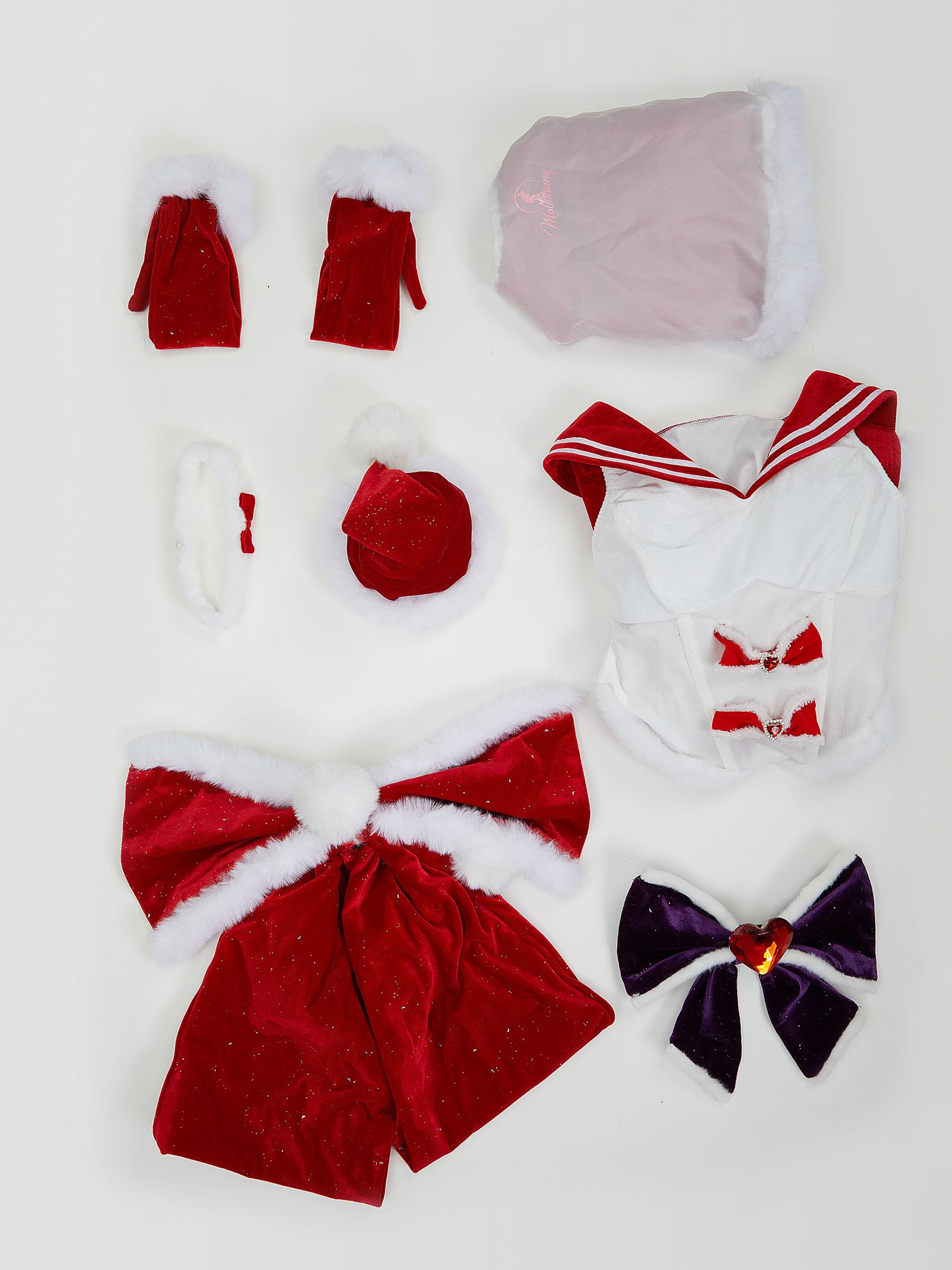 Mobbunny Women Christmas Anime Cosplay Costume Red Fluffy Dress Outfits with Cape and Santa Hat: Large Red