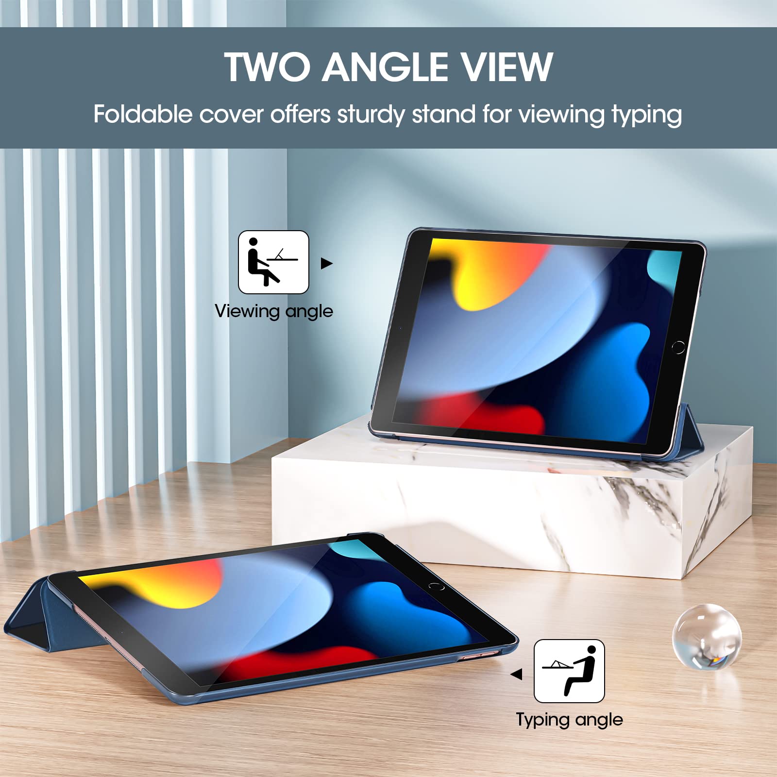 ProCase for iPad 9th Generation 2021/ iPad 8th Generation 2020/ iPad 7th Generation 2019 Case, 10.2 iPad Case iPad Cover 9th Generation -Navy
