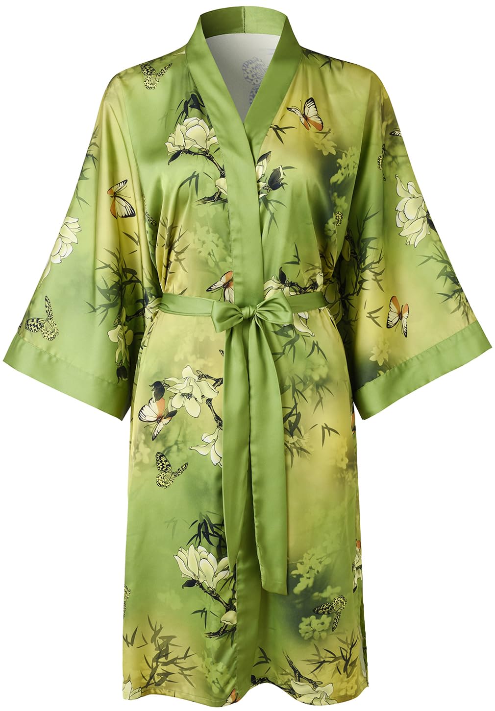 Ledamon Women's Kimono Short Robe for Women - Pocket Floral Bathrobe Nightgown