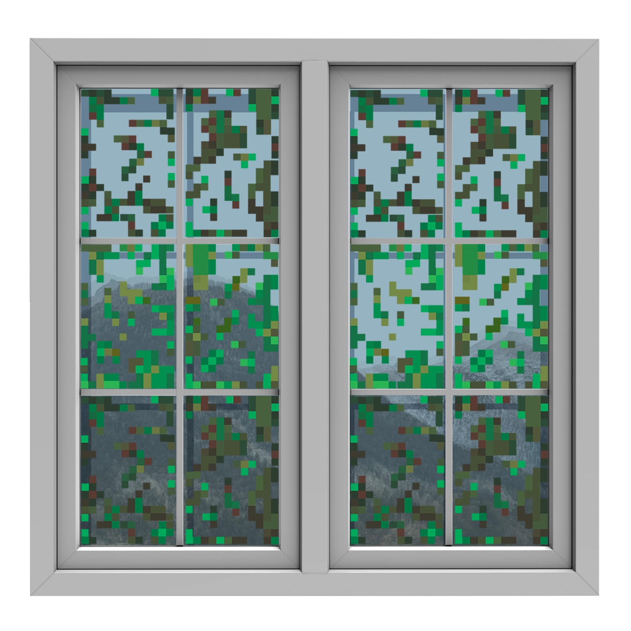HK Studio Pixel Rainy Window Sticker Aesthetic - Pixel Art for Dorm, Game Room Decor 11" x 13" Pack 6: 6p - Green Pixel Leaves