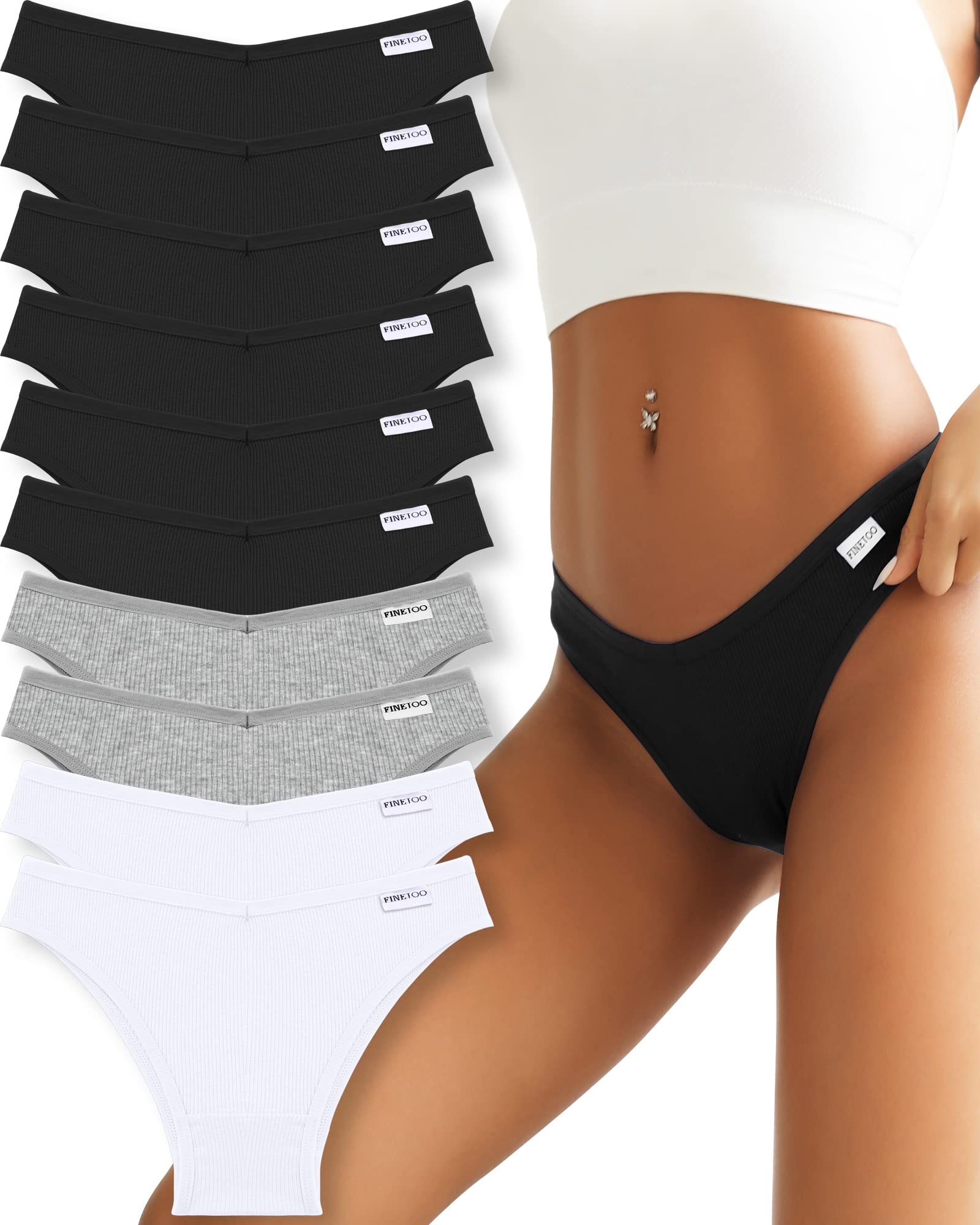 FINETOO Womens Cotton Underwear Sexy Stretch Bikini Panties Low Rise Hipster Ladies Soft V-Waist Cheeky - Image 1