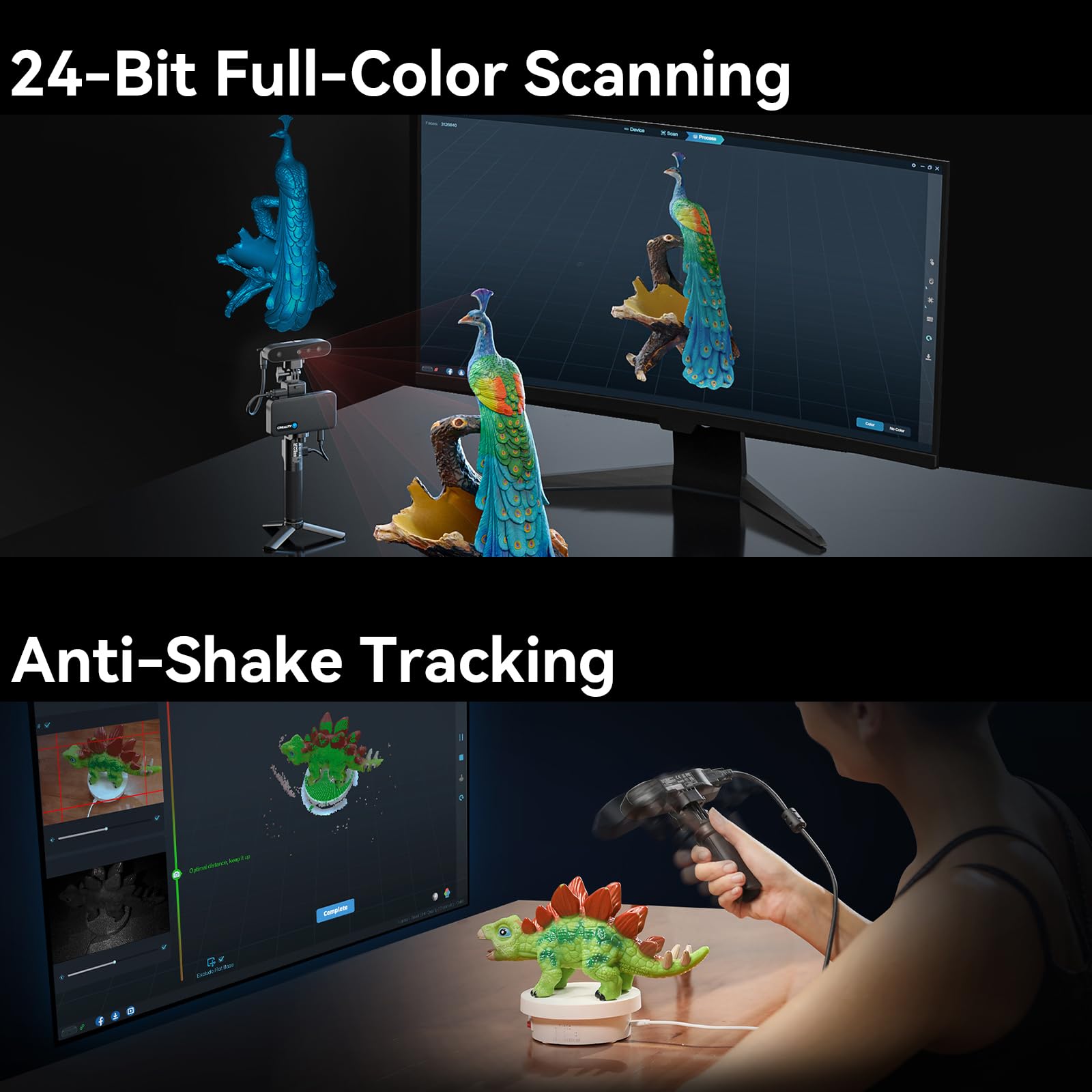 Creality 3D Scanner, Raptor Scanner for 3D Printing, Hybrid Technology for Versatile Scanning, High Precision with 0.02mm, Anti-Shake Tracking, 24-Bit Fast Full-Color Scanning for Windows macOS: Creality 3D Scanner CR-Scan Ferret Pro for 3D Printing, Handheld Scanner with 0.1mm Accuracy, Wireless Scanning, Anti-Shake Tracking, Fast Full-Color Scan for iOS/Android Phone PC macOS Win 10/11