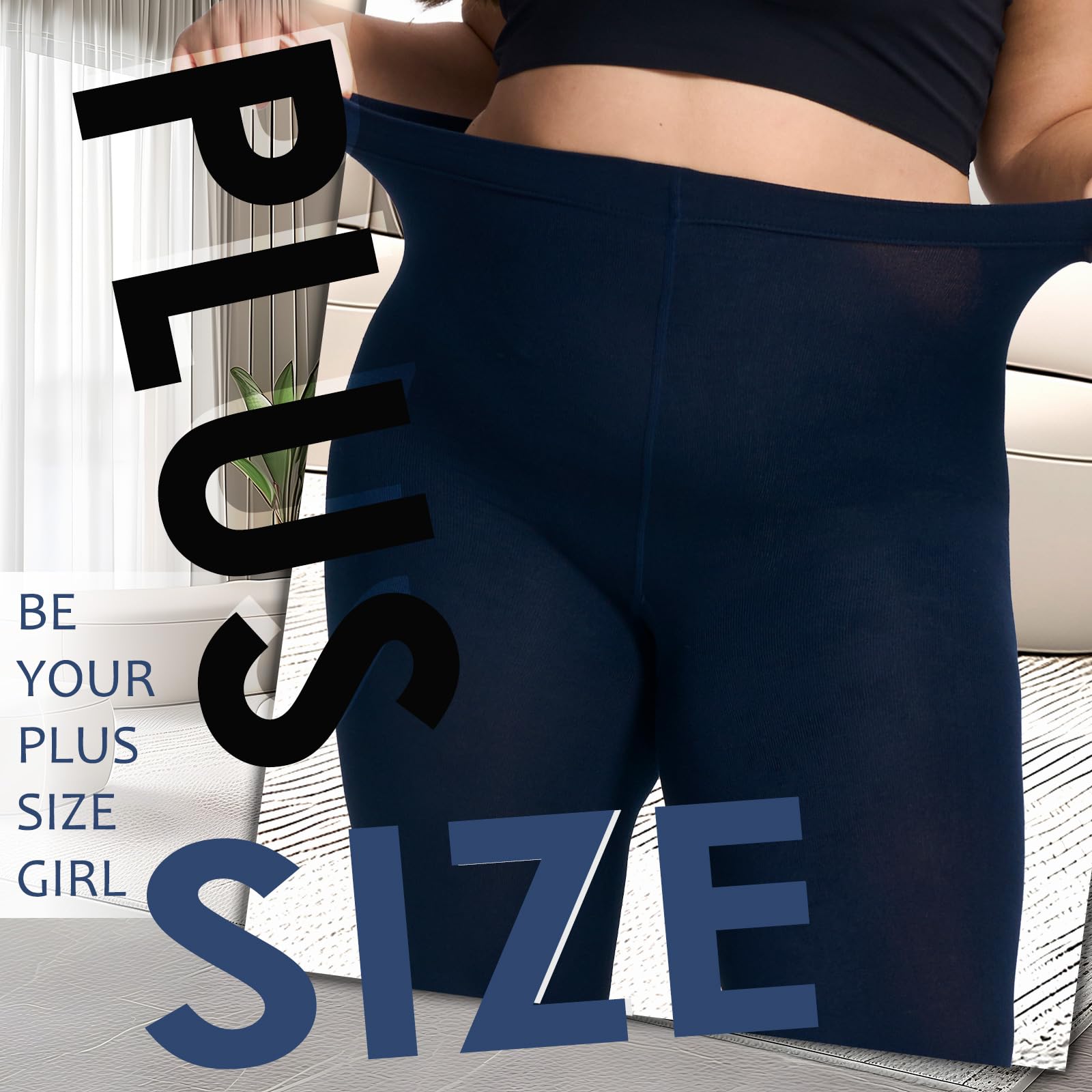 UISLII Plus Size Tights for Women,2 pairs 80D Semi Opaque Tights women,Solid Color Soft High Waist Stockings Size Up to 6XL.: Dark Blue 3X-Large-4X-Large