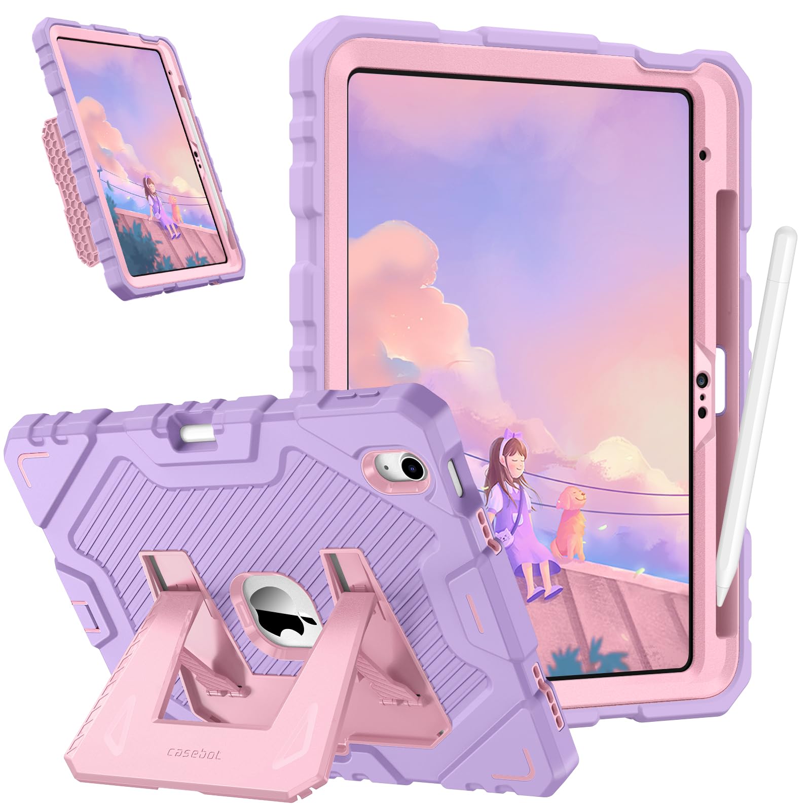 Fintie Kids Friendly Case for iPad (A16) 11th Generation 11 Inch (2025), iPad 10th Generation 10.9 Inch (2022), Fully-Body Rugged Heavy Duty Shockproof Protective Case with Kickstand, Purple