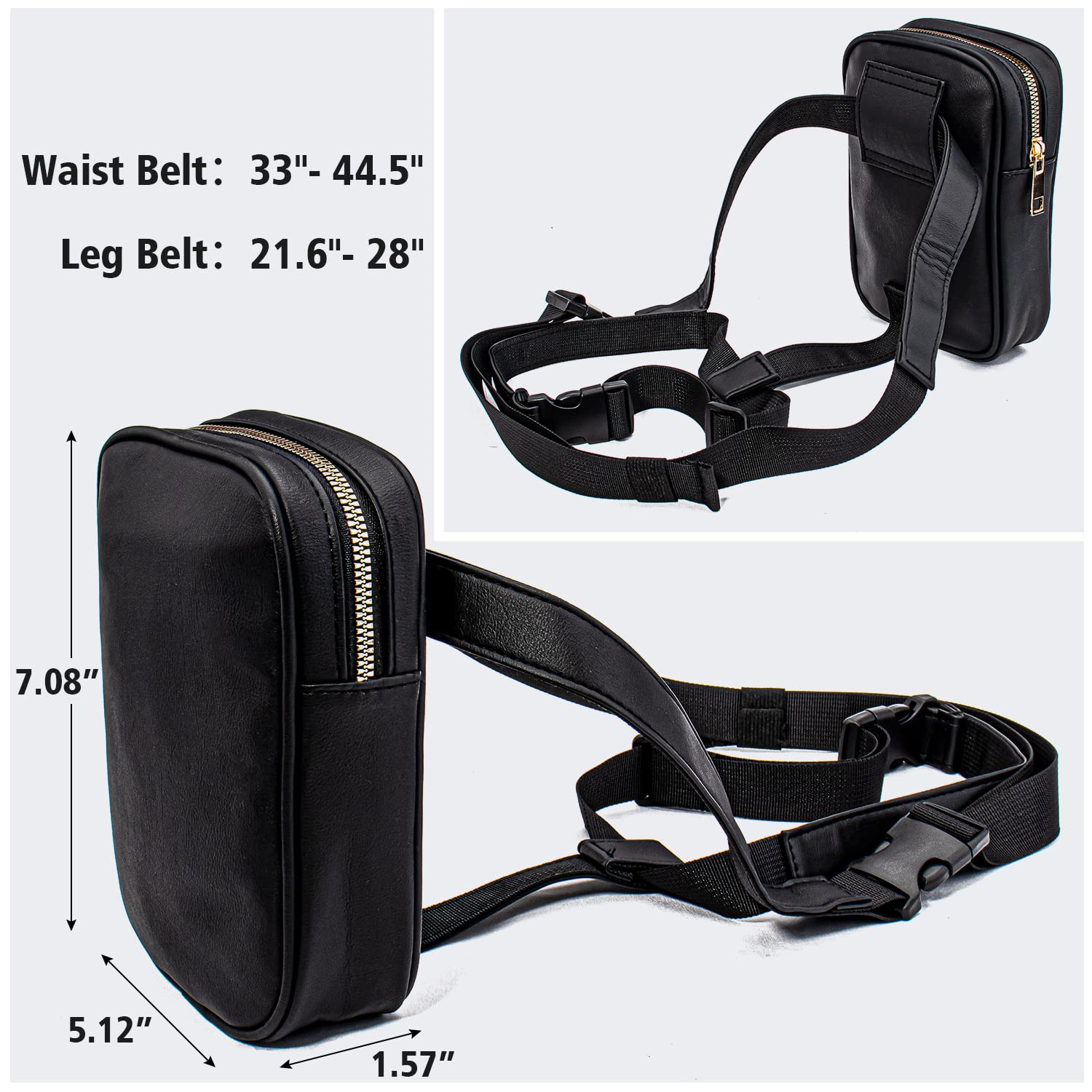 Peicees Womens Drop Leg Bag with Leg Strap Leather Thigh Bag for Motorcycle Costume Accessories Fashion Fanny Bag Belt Pouch: Brown