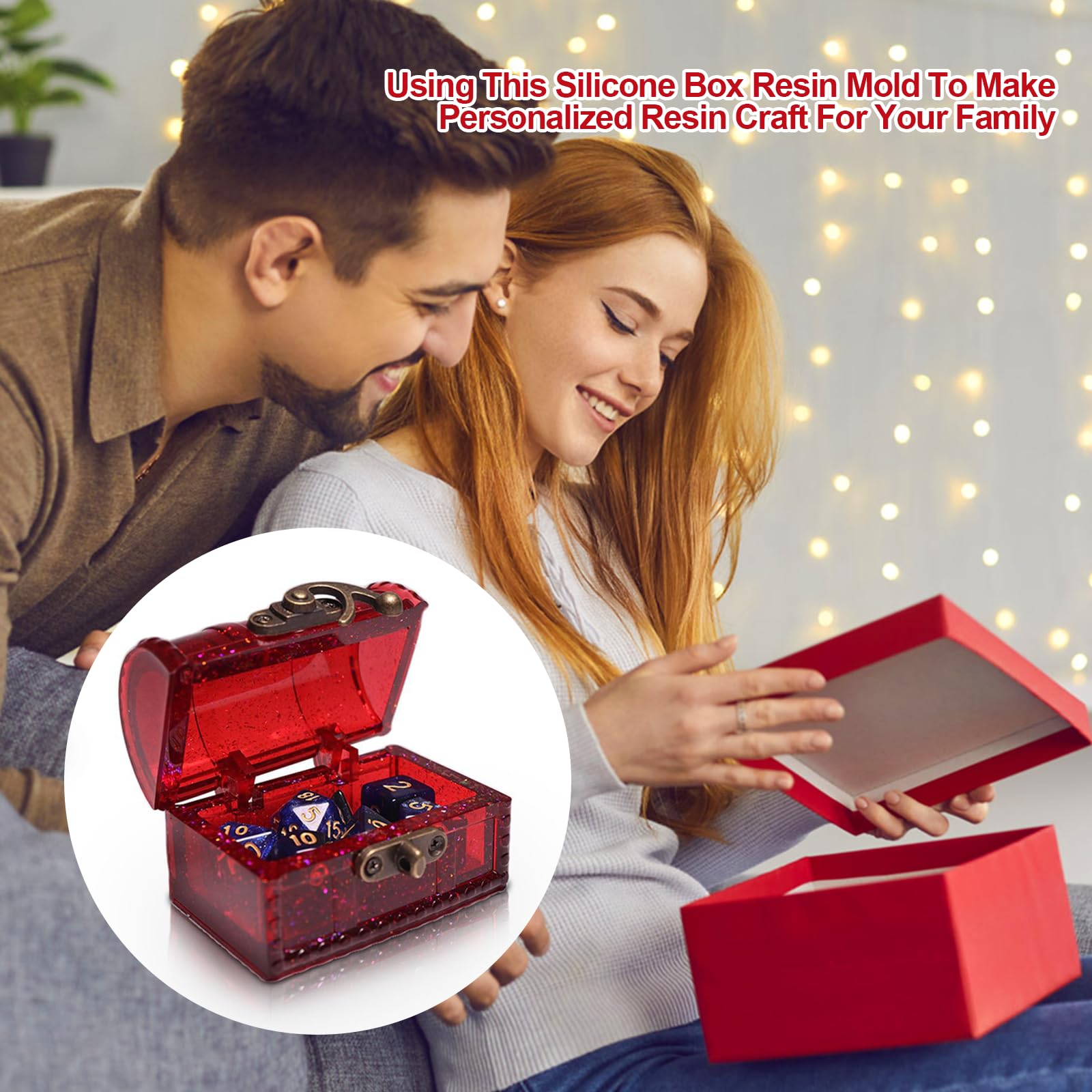 Silicone Dice Box and Mold for DND, 7 Shapes with Storage Box, Epoxy Mold for Casting and Storing Dice, DIY D&D Game Lovers Gifts