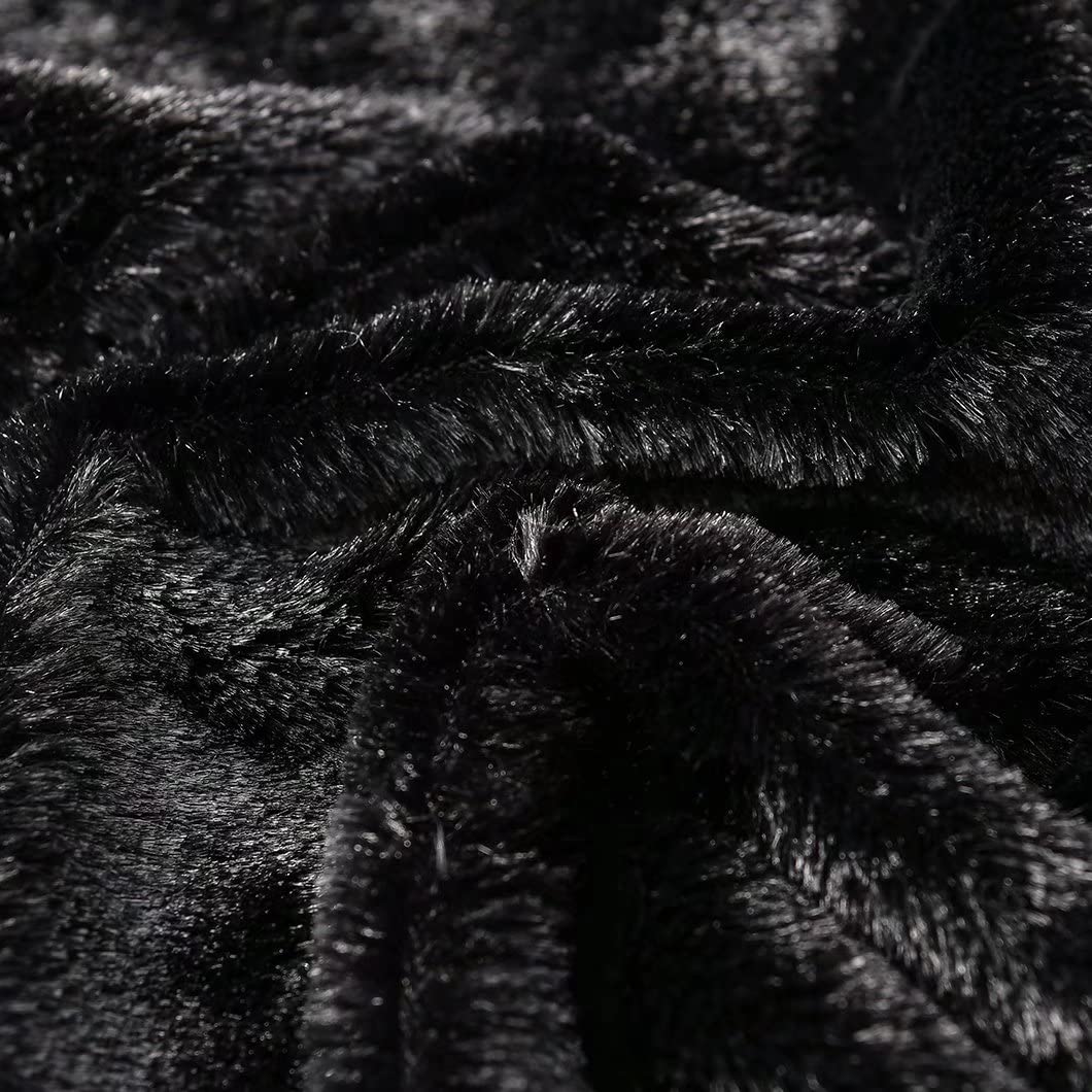 YUSOKI Olive Green Faux Fur Throw Blanket,2 Layers,50" x 60" Cozy Plush Fluffy Blanket Furry Fuzzy Warm Cute Shaggy Blanket for Fall Bed Living Room Décor Baby Women Pet: Black King90"*104"