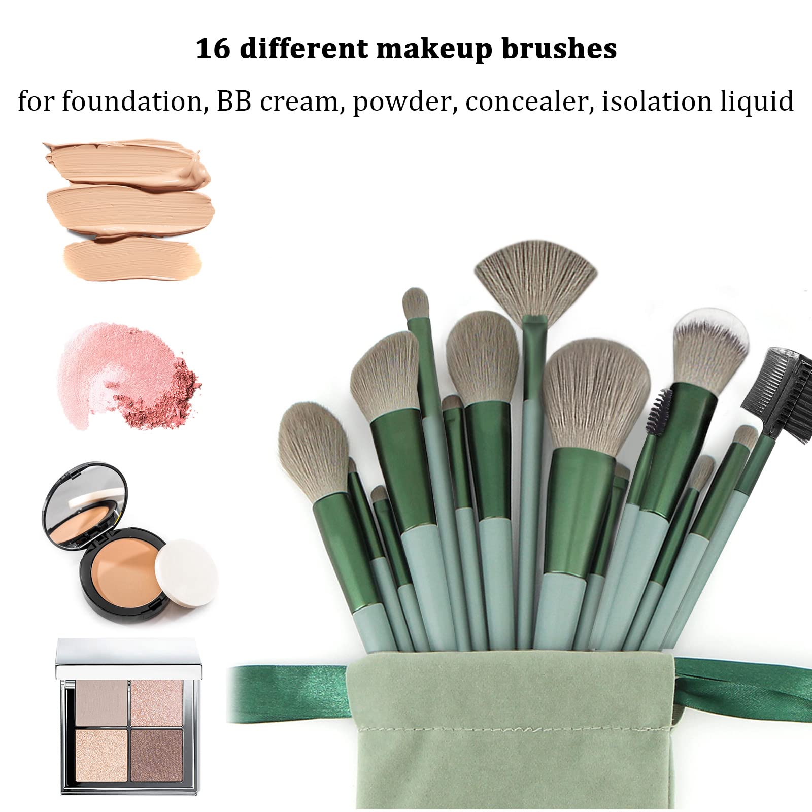 Koccido Makeup Brushes 22 Pcs Makeup Kit,Foundation Brush Eyeshadow Brush Make up Brushes Set (Green, 22 Piece Set) thumbnail 3