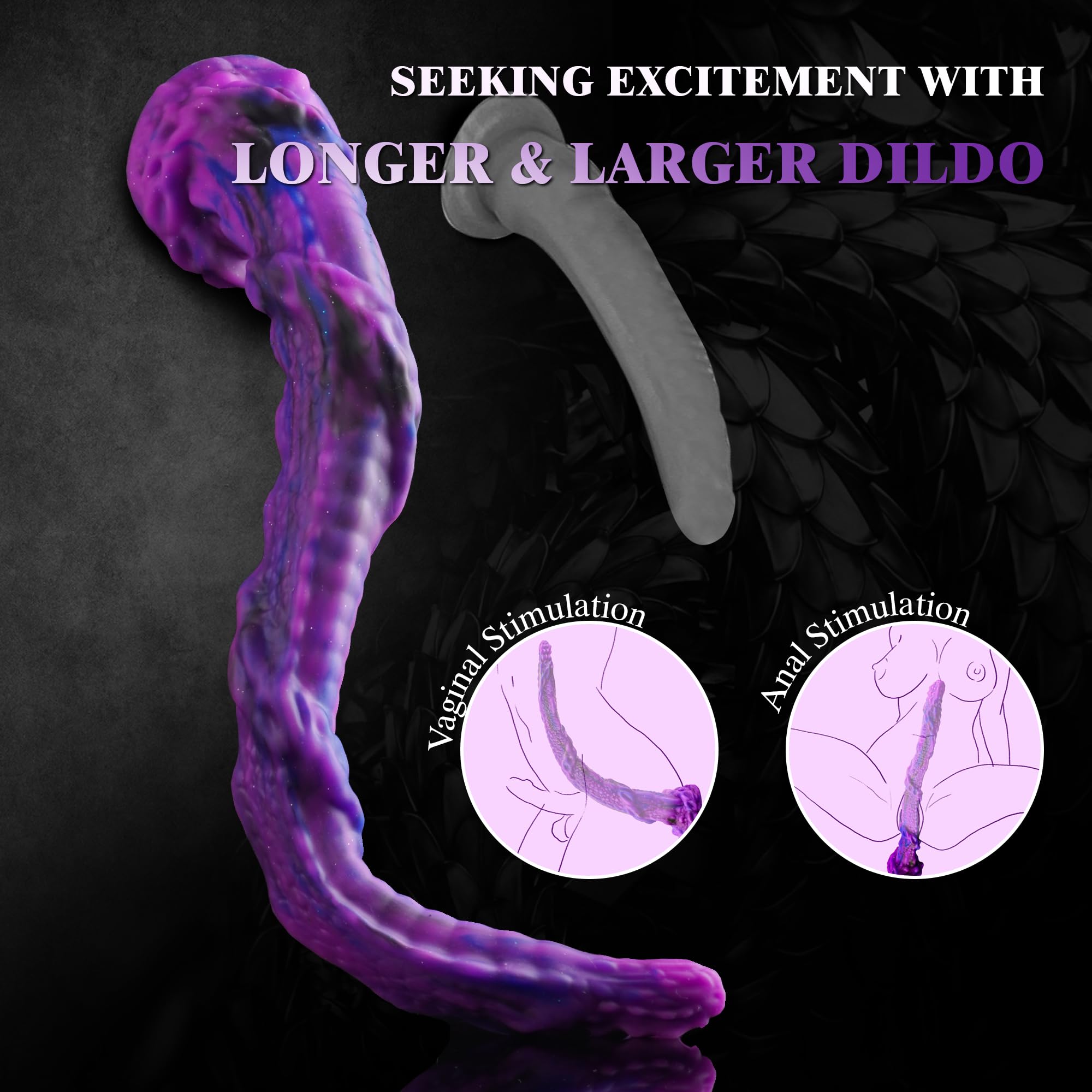 Monster Dildo Dragon Dildo Horse Dildo, 19.6" Super Long Dildo Fantasy Dildo for Deepest Sex, XL Huge Dildo Animal Alien Dildo with Suction Cup, Large Butt Plug Massive Anal Toys for Women, Men