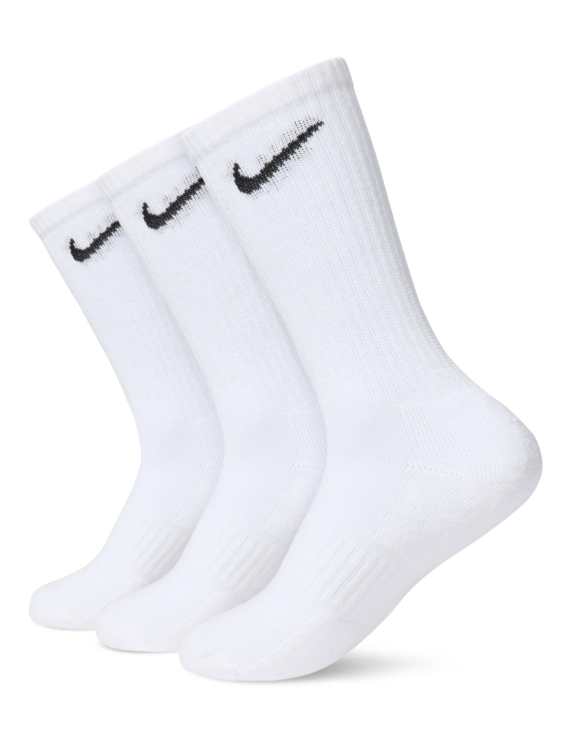 Nike Unisex Everyday Cushion Crew 3 Pair: White/Black 8-12