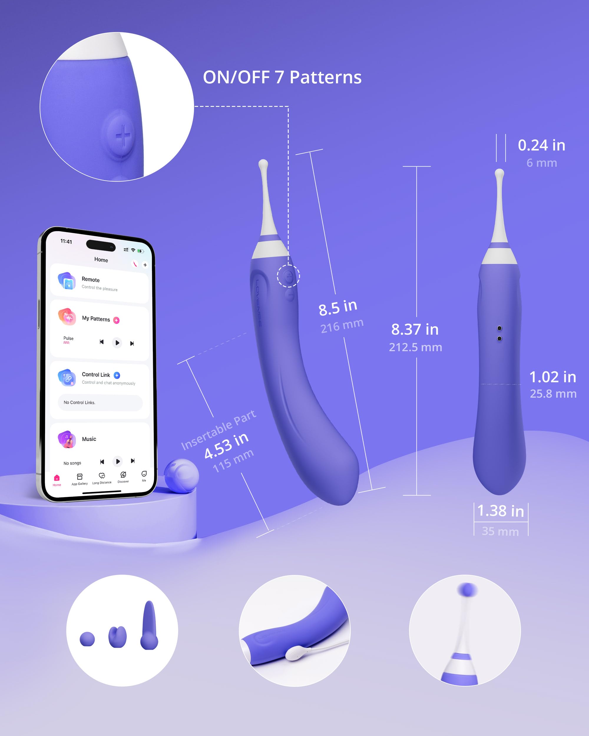 LOVENSE Hyphy G Spot Vibrator for Clitoris Vagina Dual Stimulator, 3 Attachments Mini Nipple Massagers for Female, Small Vibrator Sex Things for Women Pleasure, Waterproof Vibrating Sex Toys: LOVENSE Hyphy G Spot Vibrator for Clitoris Vagina Dual Stimulator, 3 Attachments Mini Nipple Massagers for Female, Small Vibrator Sex Things for Women Pleasure, Waterproof Vibrating Sex Toys