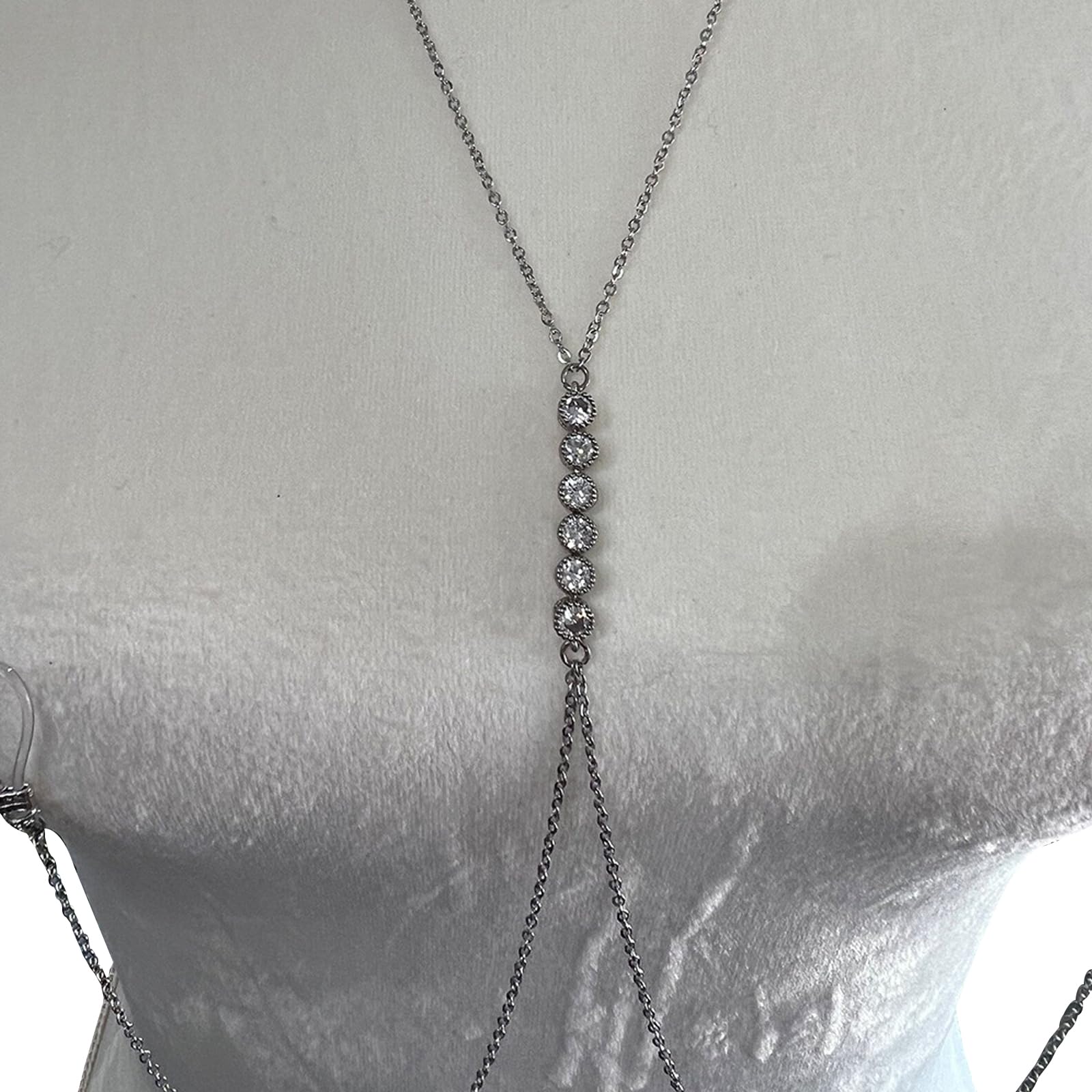 Rhinestone Bra Body Chain Jewelry Non Piercing Nipple Chain Necklace Crystal Chest Chain Sexy Lingerie Nipple Jewelry Rave Body Jewelry for Women: Silver