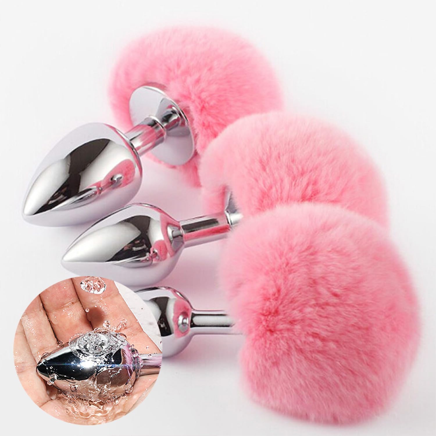Anal Plug Adult Sex Toy,Small Size Butt Plug Metal Butt Plug Sexual Anus Rabbit's Tail Anal Sex Toys,Stainless Steel Anal Butt Plugs Anal Trainer Toys for Adult Women,Men and Couples(Pink): P1