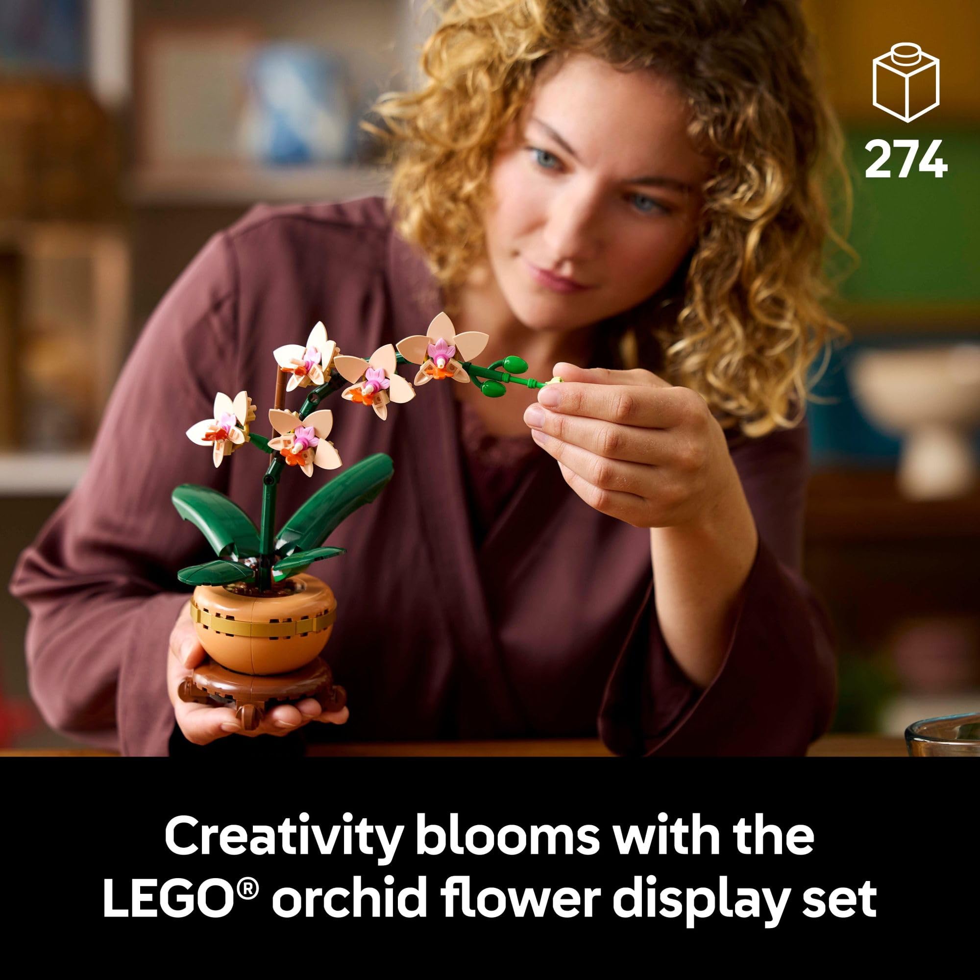 LEGO Botanicals Mini Orchid Building Set - Artificial, Fake Orchid for Home Decor, Adults Ages 18+ - Gift for Birthdays - Indoor Plant Decorations for Table, Desk, Office - 10343