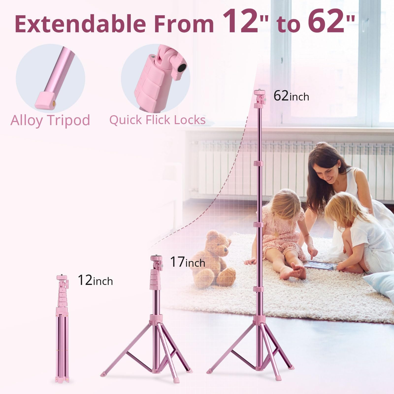 UBeesize 12'' Selfie Ring Light with 62’’ Tripod Stand for Video Recording, Live Streaming(YouTube, Instagram, TIK Tok), Compatible with Phones, Cameras and Webcams - Image 5