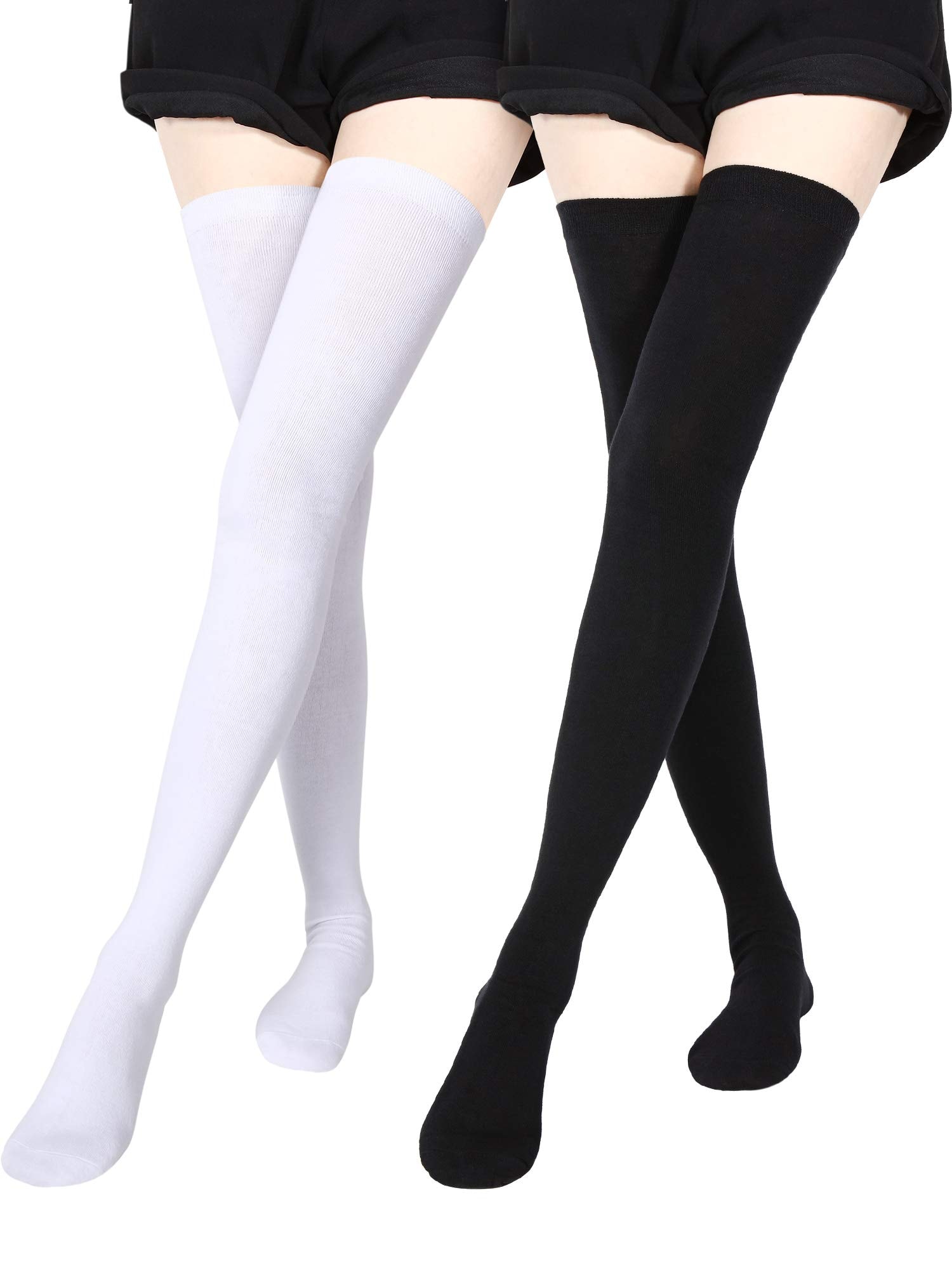 SATINIOR Extra Long Socks Thigh High Cotton Socks Extra Long Knee Boot Stockings for Women - Image 1
