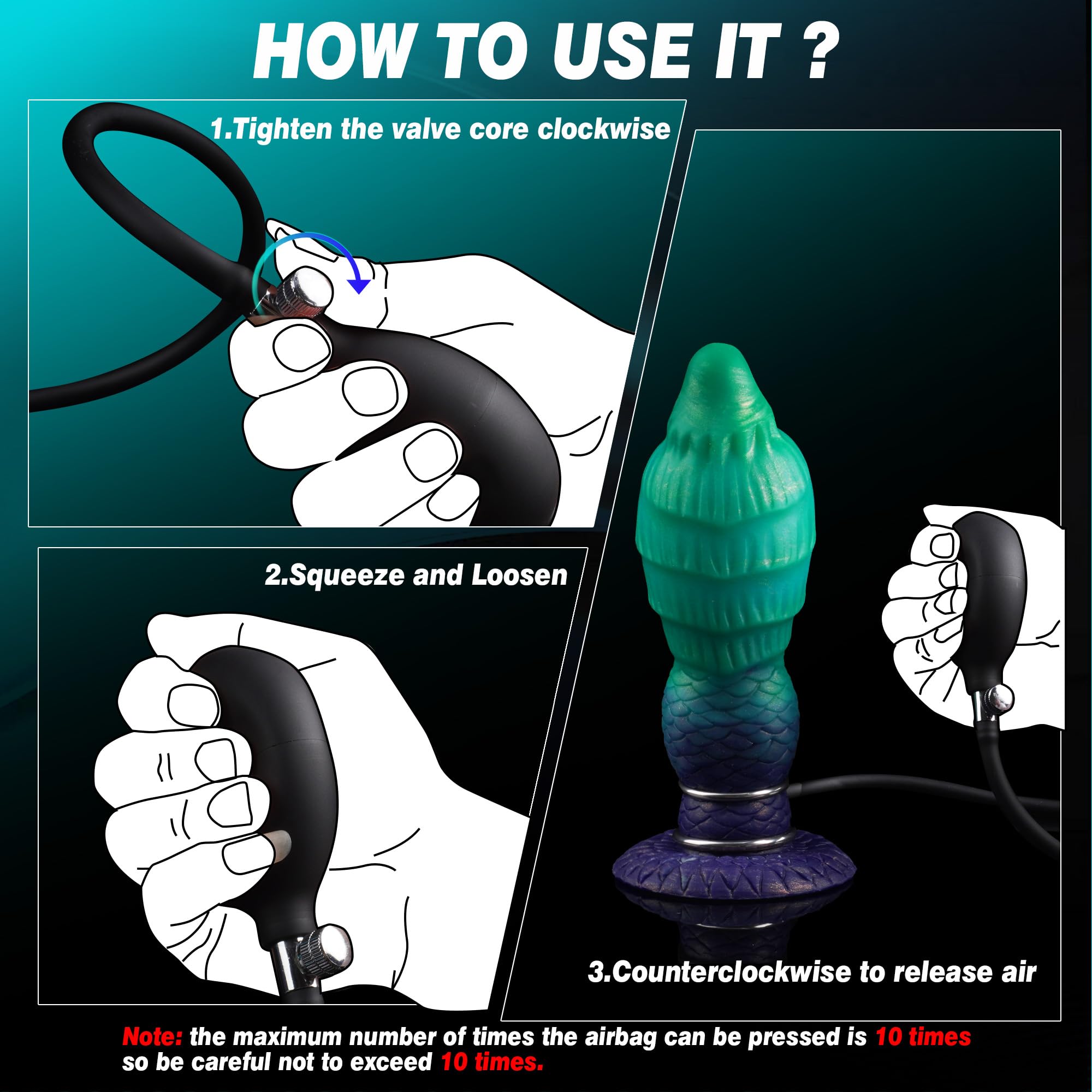 Monster Dildo Inflatable Dragon Dildo Knot Fantasy Dildo with Adjustable Thickness, Huge Dildo Thick Anal Dildo with Strong Suction Cup, Horse Dildo Animal Dog Dildo, Adult Toys for Women Men: Green
