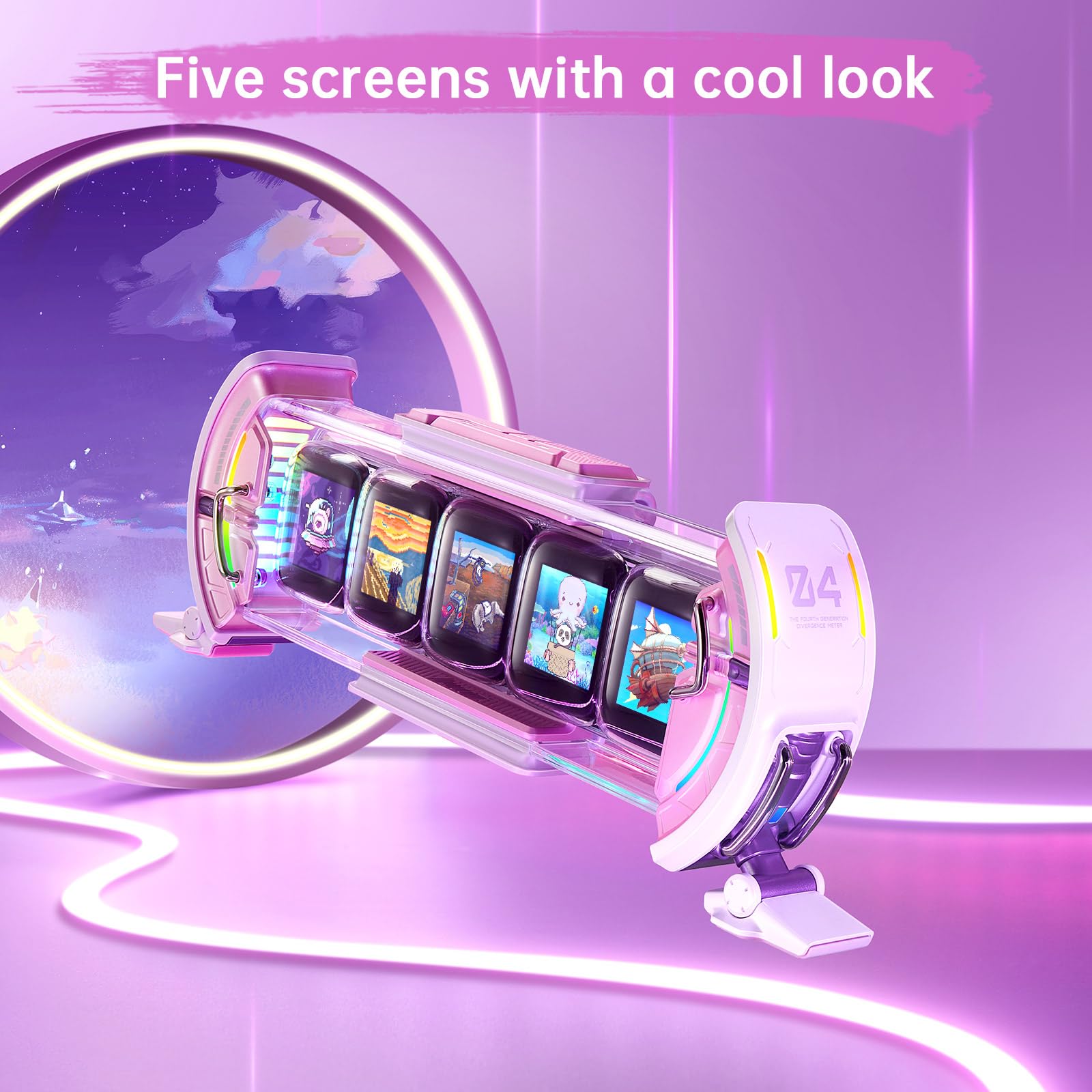 Divoom Times Gate - Cute Gaming Digital Clock with Smart App-Controlled, Support Weather Forecast, Stock Market/Exchange Rate, Social Media, Pixel Art Display for Gamers & Home Office Decor (Pink)