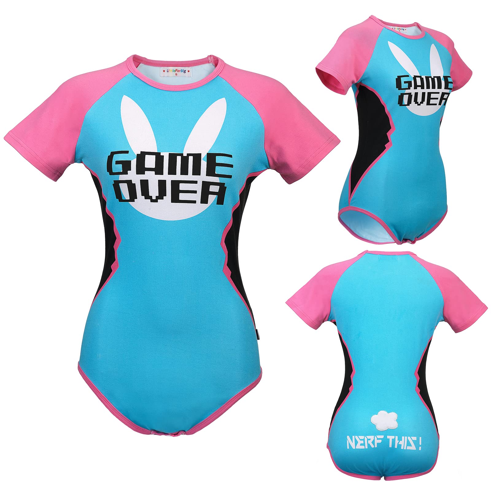 Littleforbig Cotton Romper Onesie Pajamas Bodysuit - Bunnywatch: Small Blue