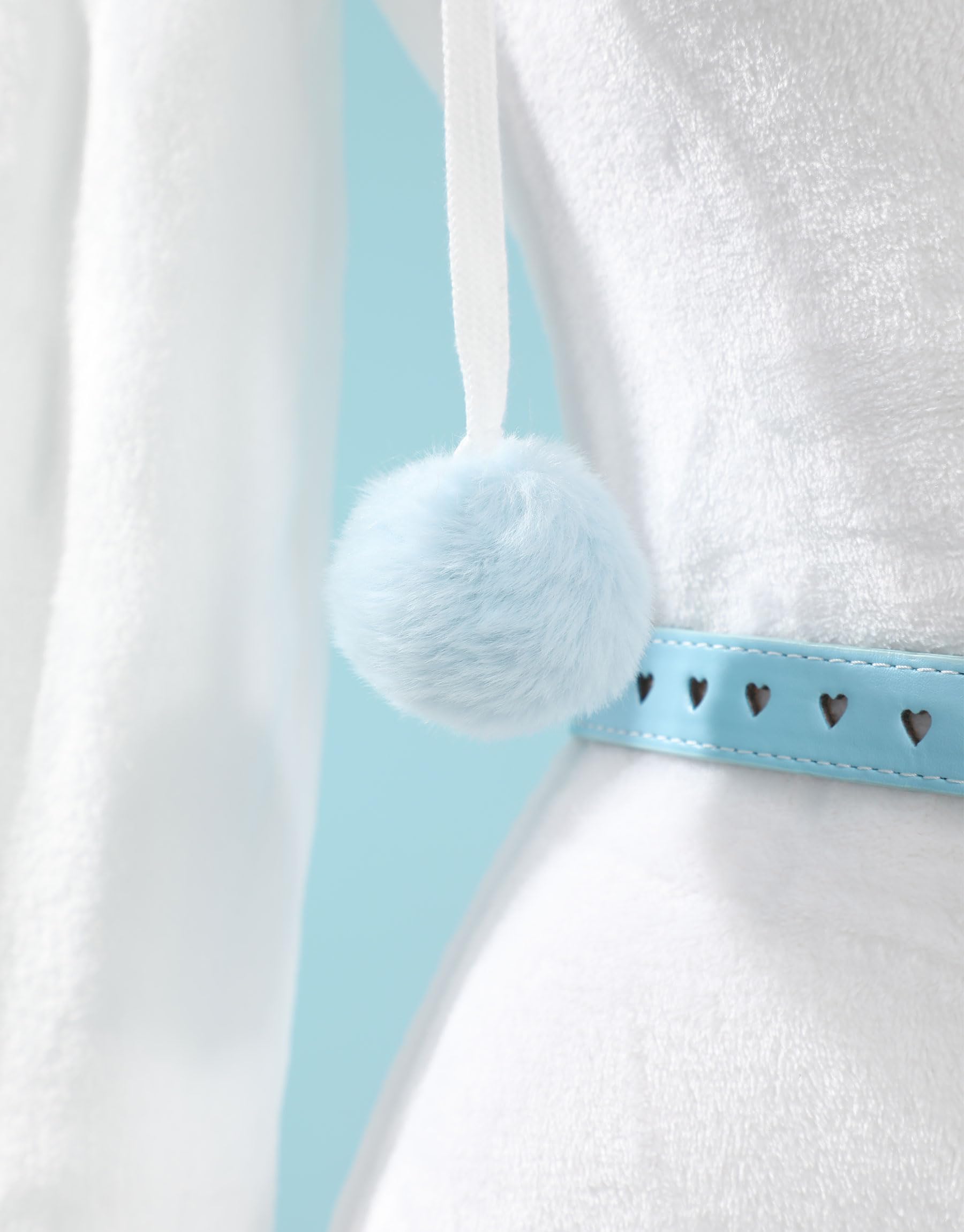 Mobbunny Women's Anime Cosplay Costume Fluffy Romper Onesie Pajamas White Blue Furry Hooded Bodysuit Bodycon Sleepwear: Small