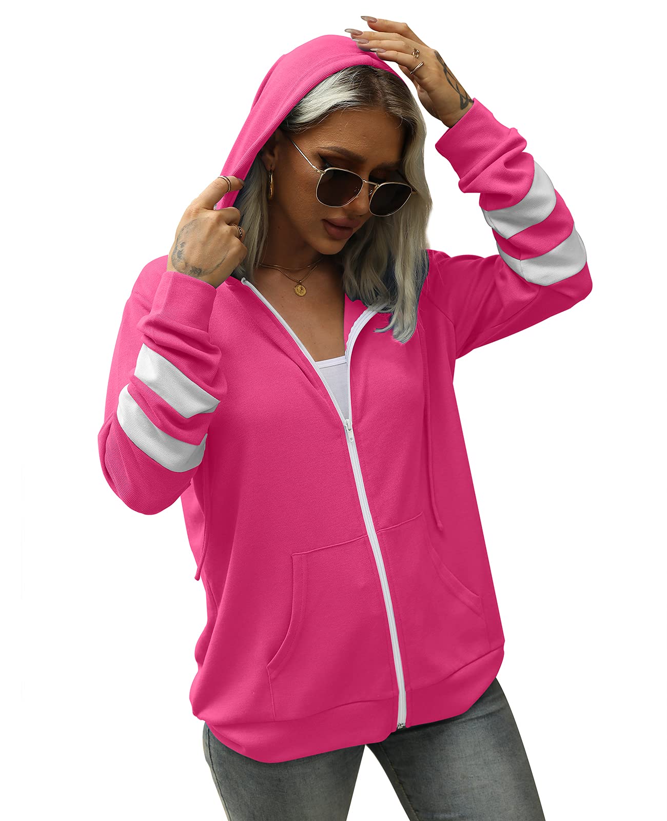 Bofell Womens Active Long Sleeve Zip Up Hoodies with Pocket Hooded Sweatshirts Jackets thumbnail 3