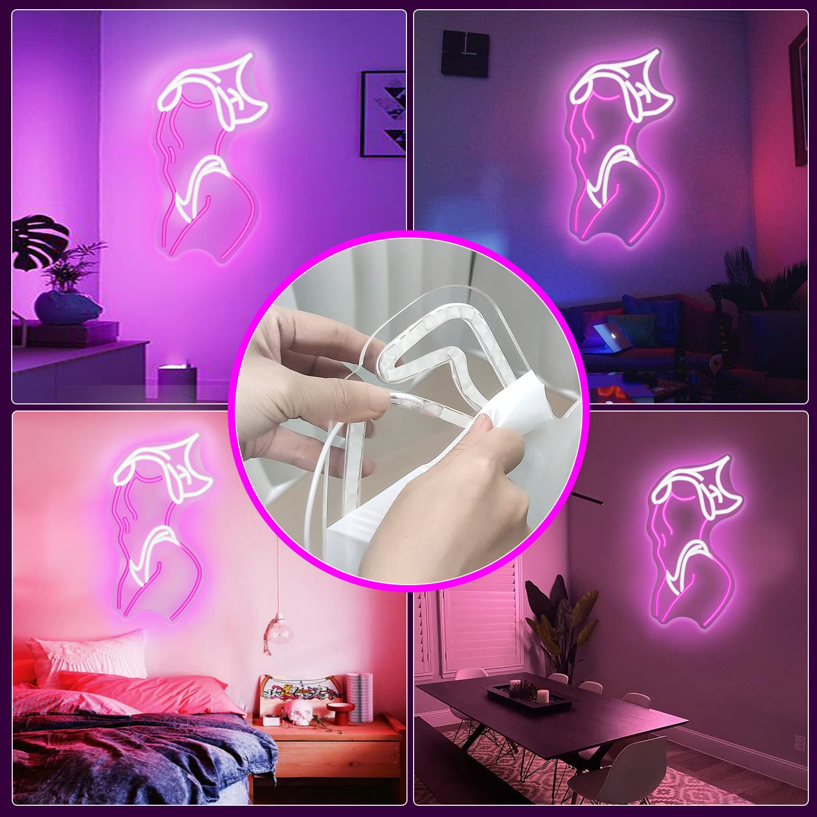 Neon Signs for Wall Decor Pink LED Light Sign for Preppy Room Decor Light Up Sign for Birthday Party Decoration USB Powered: A-Lady