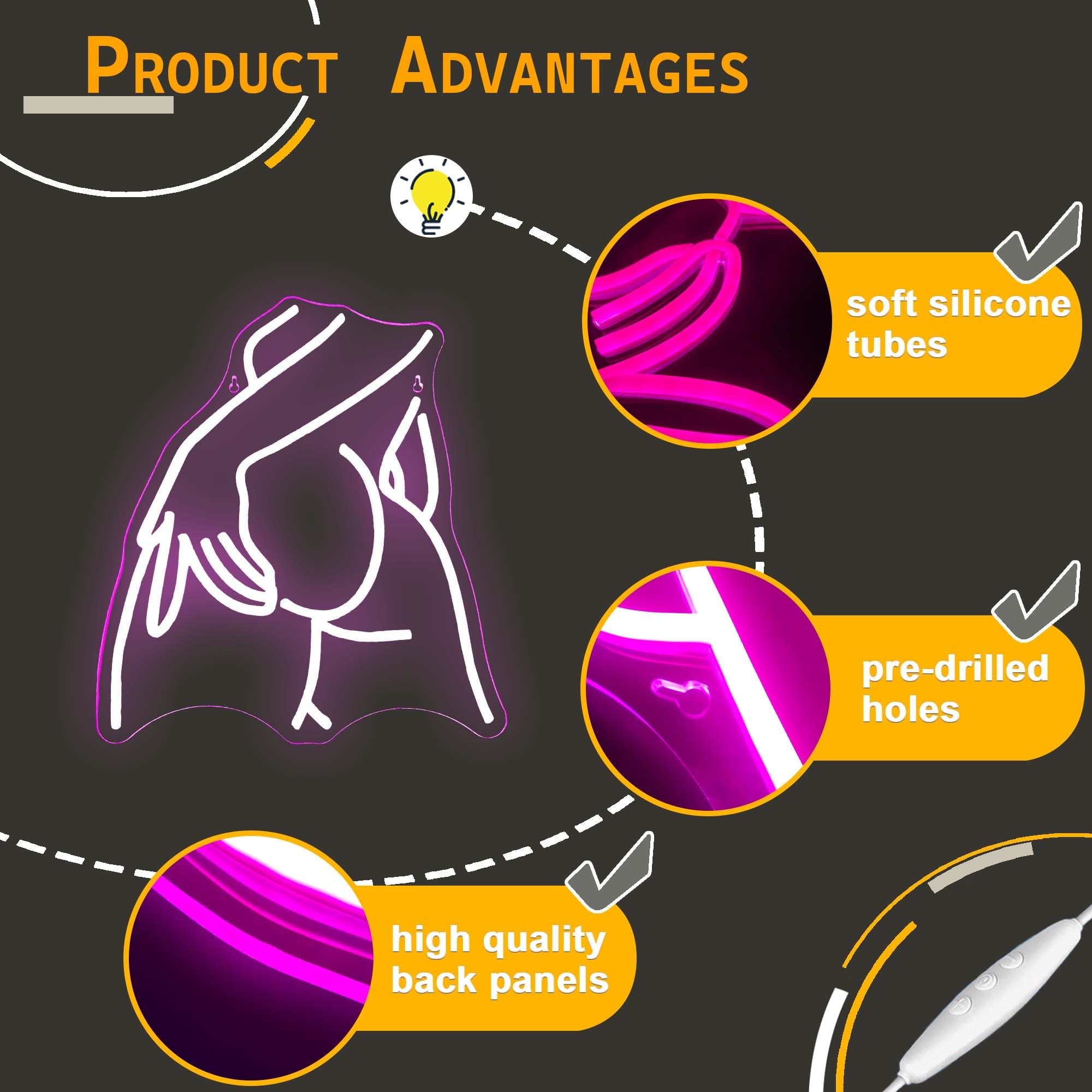 Pretty Ladies Body Neon Sign, Woman Body Neon Light,Lady Buttocks Neon Sign, Aesthetic Pink Ass Line Art Neon Light, USB Powered for Bachelor Club Garage Party Bedroom Bar Shop Logo Business Signs: Pretty Ladies Body Neon Sign, Woman Body Neon Light,Lady Buttocks Neon Sign, Aesthetic Pink Ass Line Art Neon Light, USB Powered for Bachelor Club Garage Party Bedroom Bar Shop Logo Business Signs
