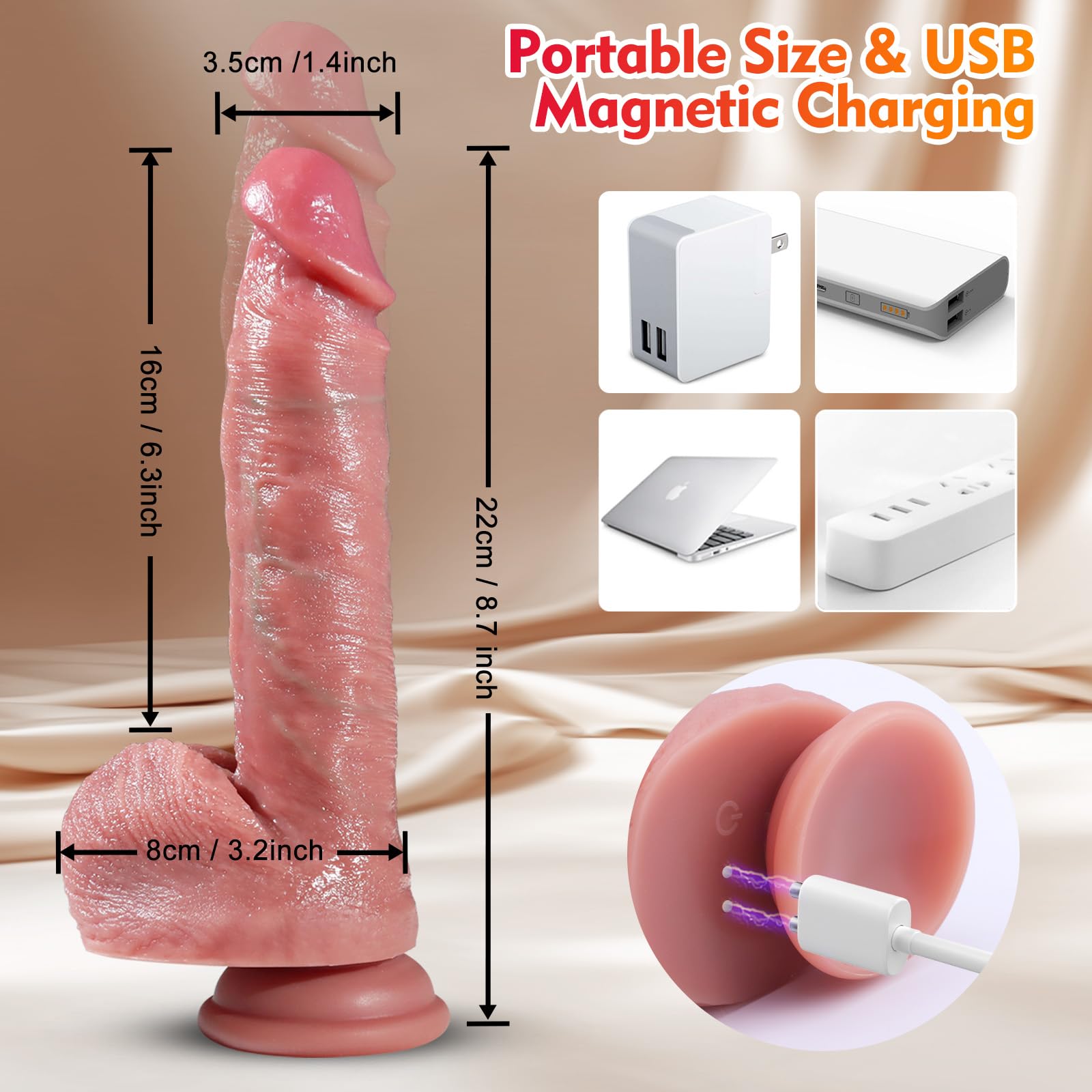 Thrusting Dildo Sex Toys for Women - Realistic Dildo Silicone Suction Cup Penis Women Sex Toy with 7 Thrusting & 7 Vibrating Heated for G-Spot Anal Vagina Stimulation, Vibrator Adult Sex Toys & Games