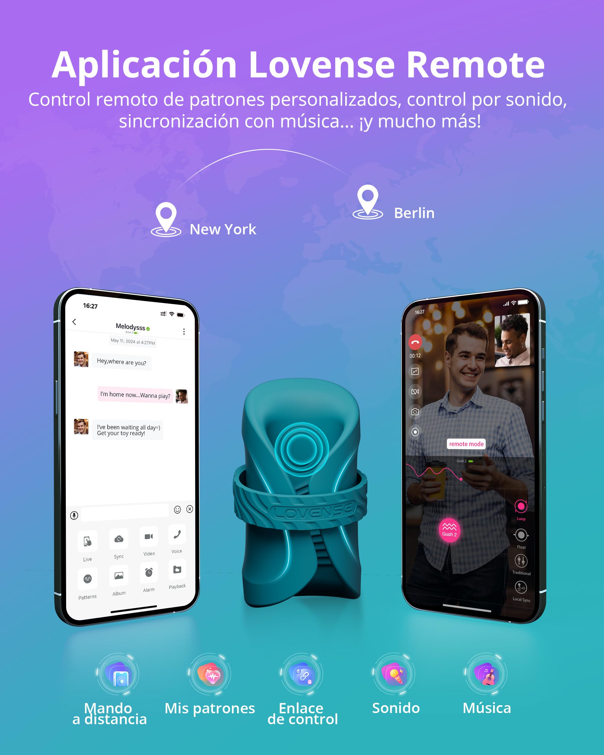 LOVENSE Gush 2 Automatic Male Masturbator Stroker, Vibrating & Oscillating Penis Massager Cock Ring with Endurance Training App Remote Control Vibrator Adult Sex Toys & Games, with Adjustable Buckles