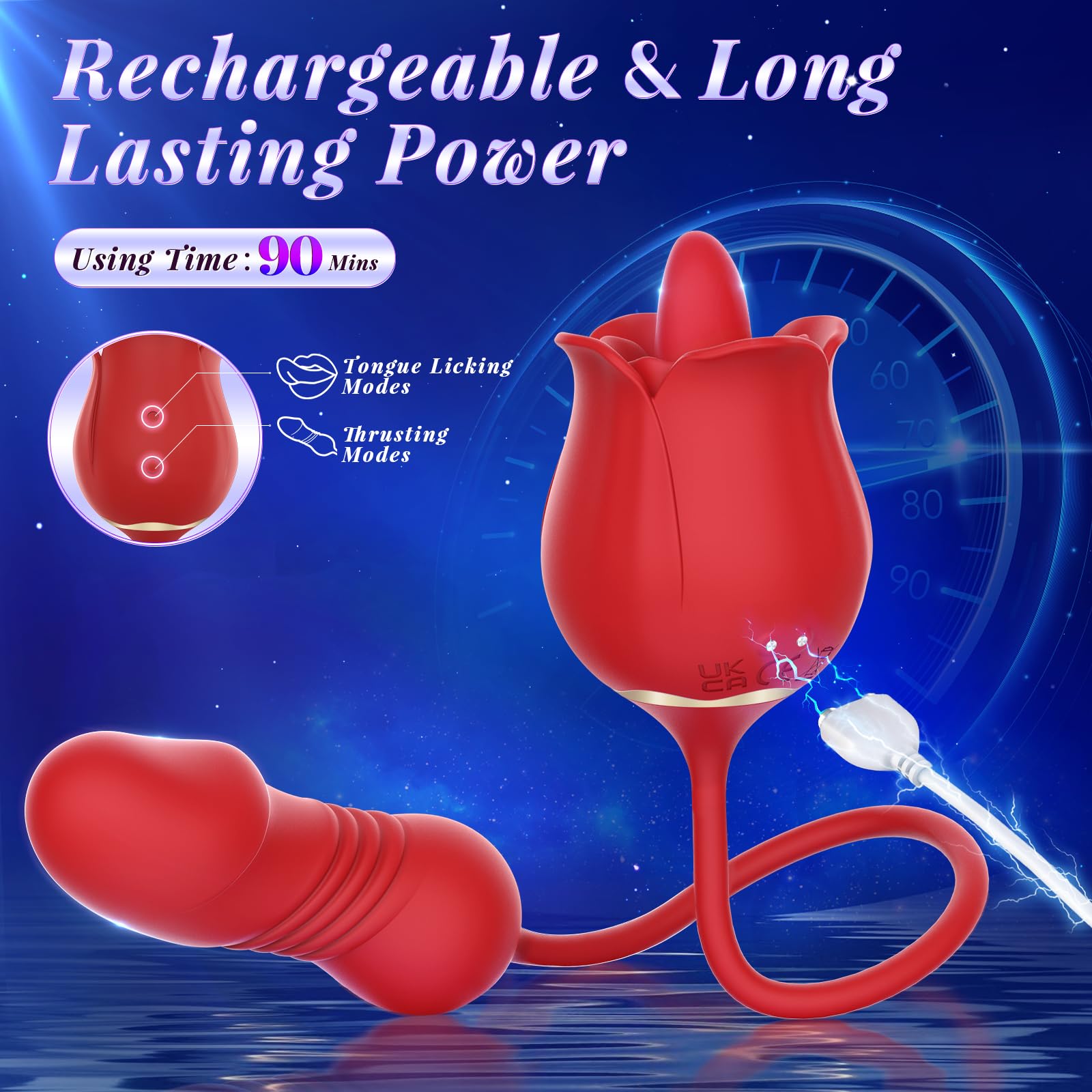 Sex Toys Rose Vibrator Dildo - MOOLIGIRL 4IN1 Adult Toys for Women with 9 Tongue Licking & Thrusting Dildos G Spot Vibrators, Anal Rose Sex Toy Nipple Clitoral Stimulator Licker for Female Couples: Romantic Rose