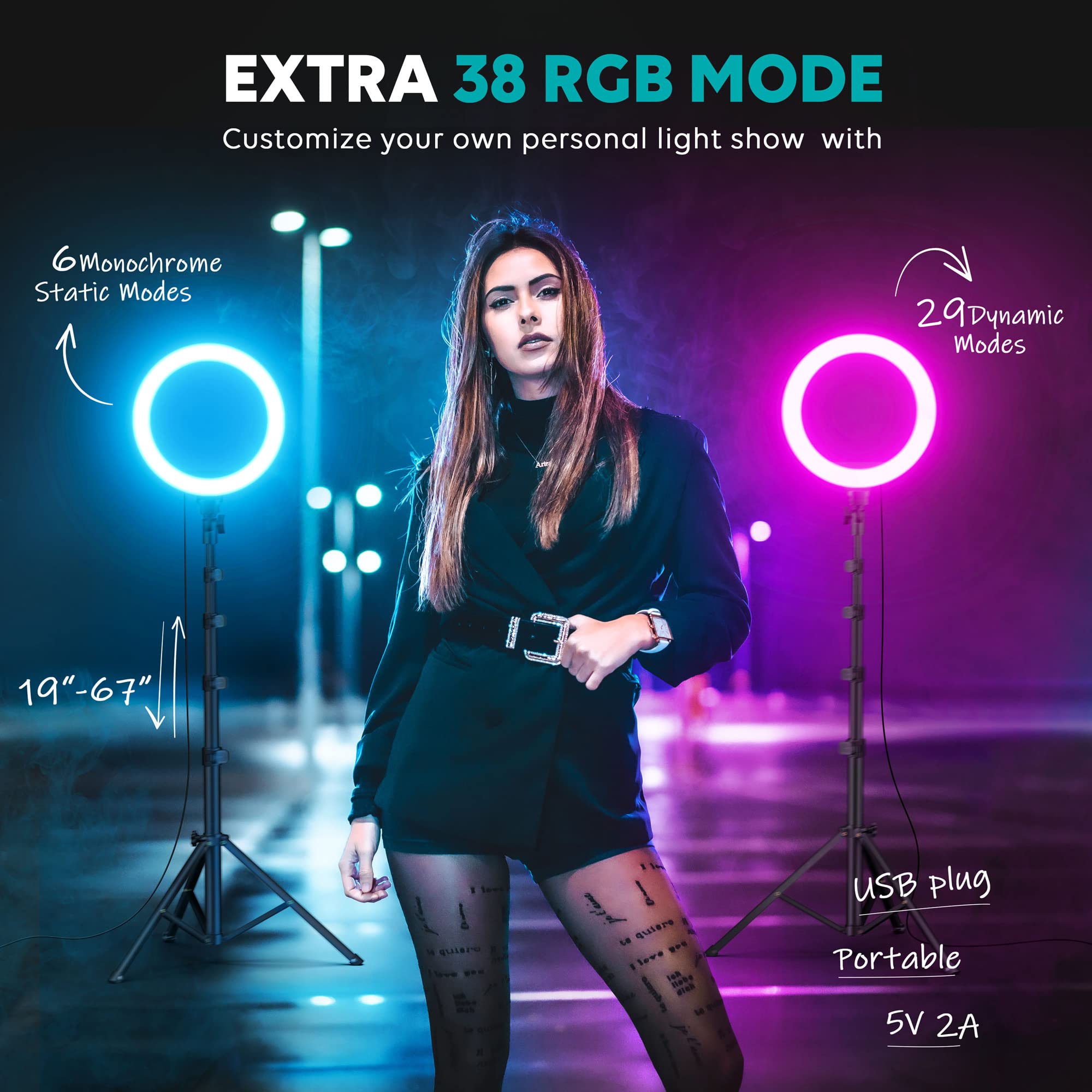 Weilisi 12" Selfie Ring Light with 63" Tripod Stand, Dimmable LED Ring Light with Phone Holder and Wireless Remote, [2-in-1] RGB & Selfie Stick for Photography/Makeup/Live Stream/YouTube: 10&apos;&apos;