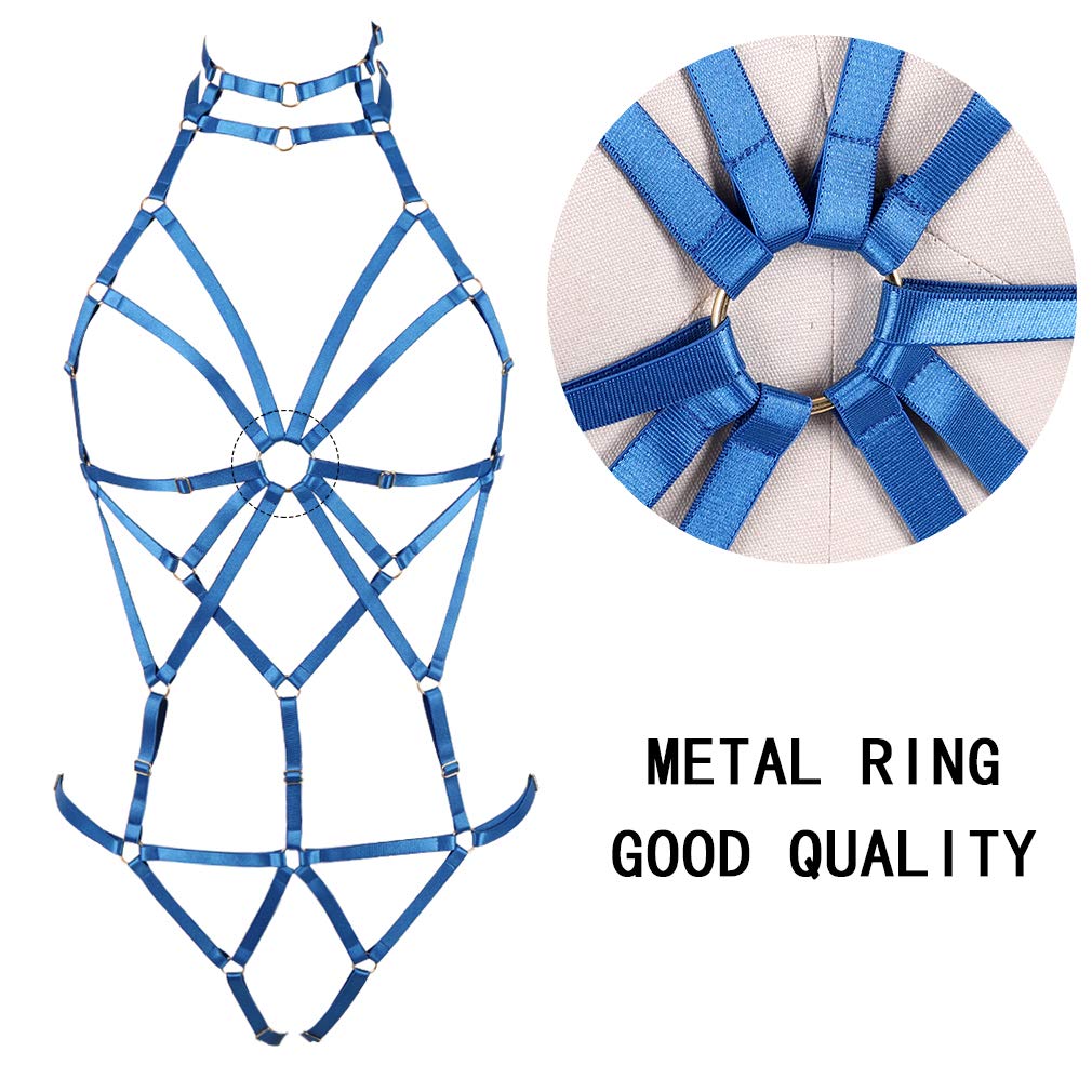 Women's Punk Body Harness Lingerie Full Waist Garter Belts Set Strappy Frame Cage Rave bras