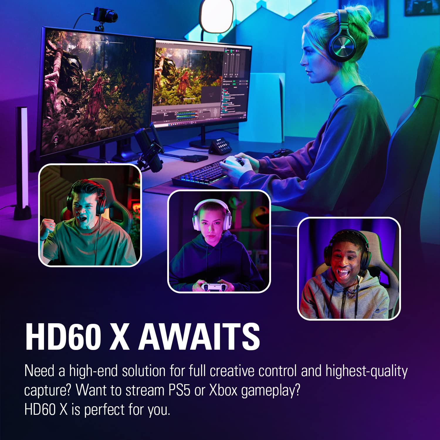 Elgato  - Stream and Record in 1080p60 HDR10 or 4K30 with Ultra-low Latency on PS5|Pro, PS4|Pro, Xbox Series X/S, Xbox One X|S, Nintendo Switch 2, in OBS and More, Works with PC and Mac: HD60 X