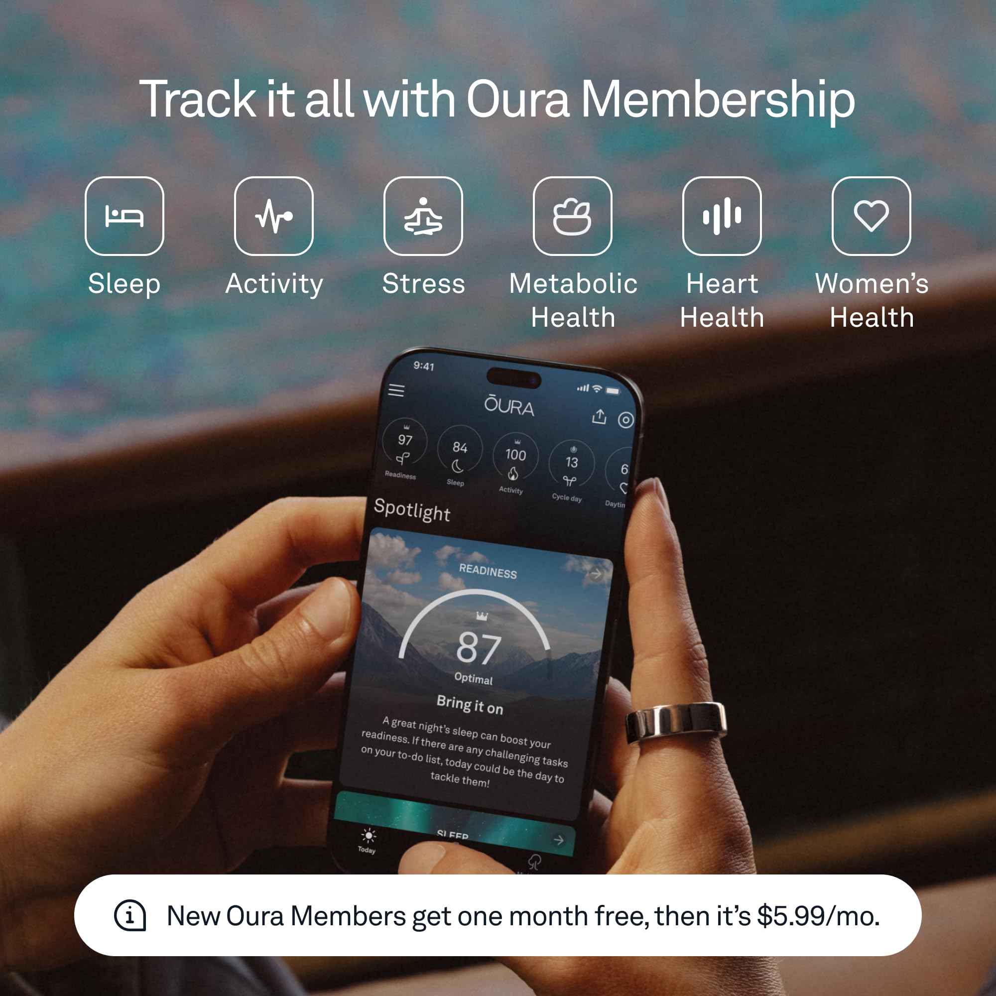 Oura Ring 4 - Gold - Size 7 - Smart Ring - Size First with Oura Ring 4 Sizing Kit - Sleep Tracking Wearable - Heart Rate - Fitness Tracker - Up to 8 Days of Battery Life: Gold 7