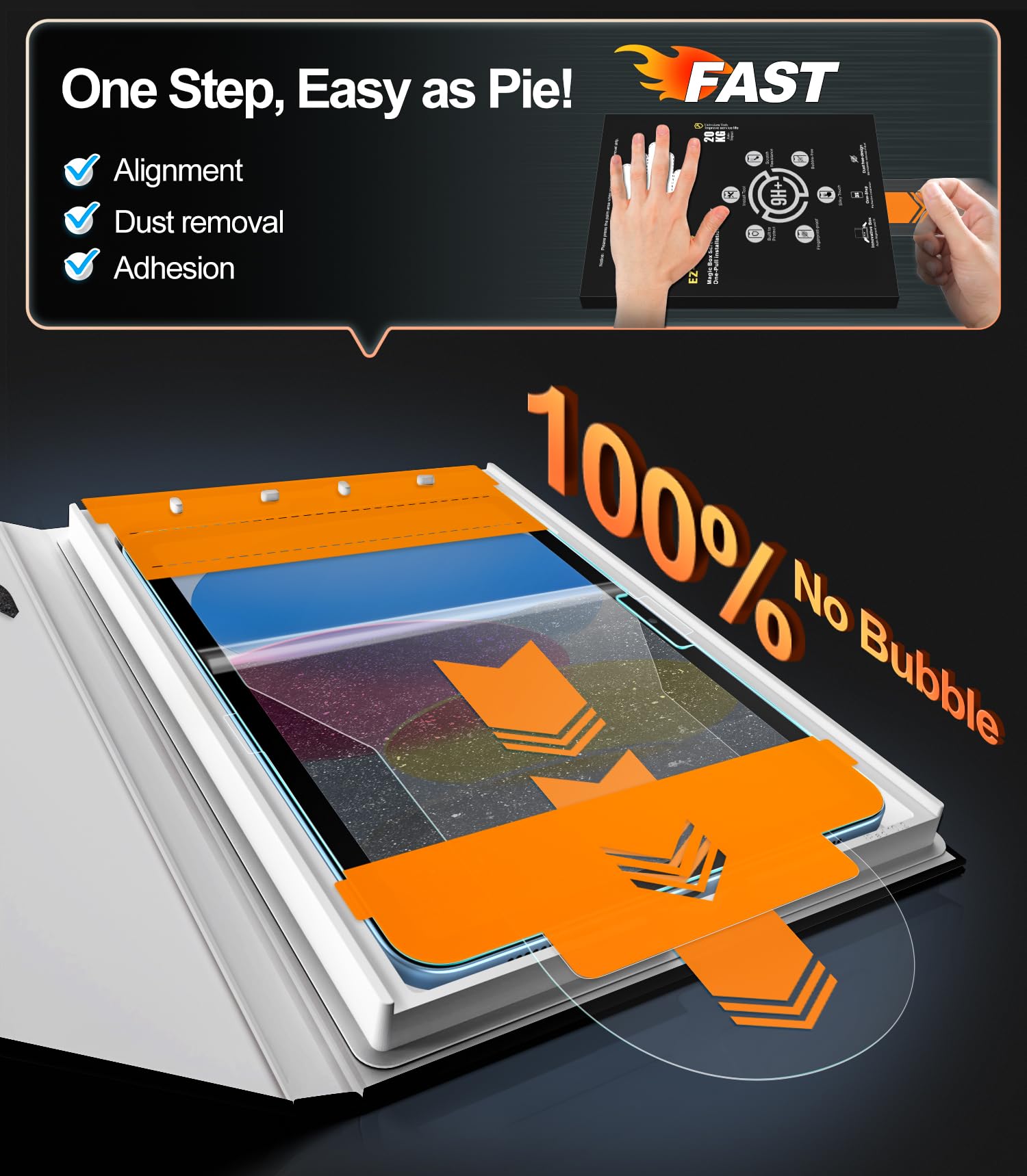 EZ-GLAZ-2 Pack Screen Protector for iPad 11th/10th Generation A16 (11/10.9 Inch, 2025/2022), 9H+ Hardness Tempered Glass with Easy Application Tray, Support Apple Pencil, Case Compatible, HD Clear