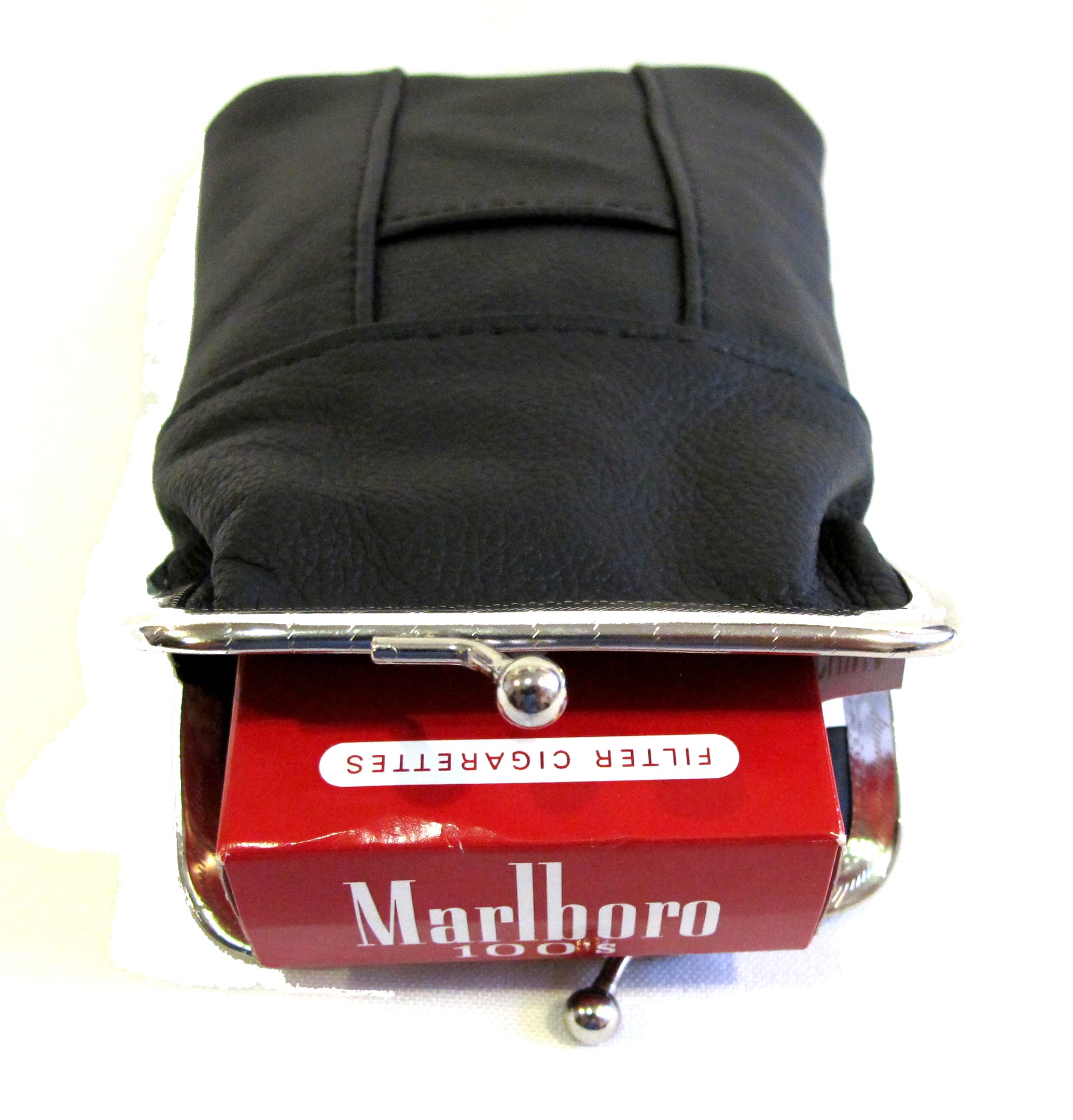 2pc 2 Color Set Genuine Leather Cigarette Case Pouch Fit 120's or Smaller Pack 1pc Black + 1pc Dark Pink: 2pc 2 Color Set Genuine Leather Cigarette Case Pouch Fit 120's or Smaller Pack 1pc Black + 1pc Dark Pink