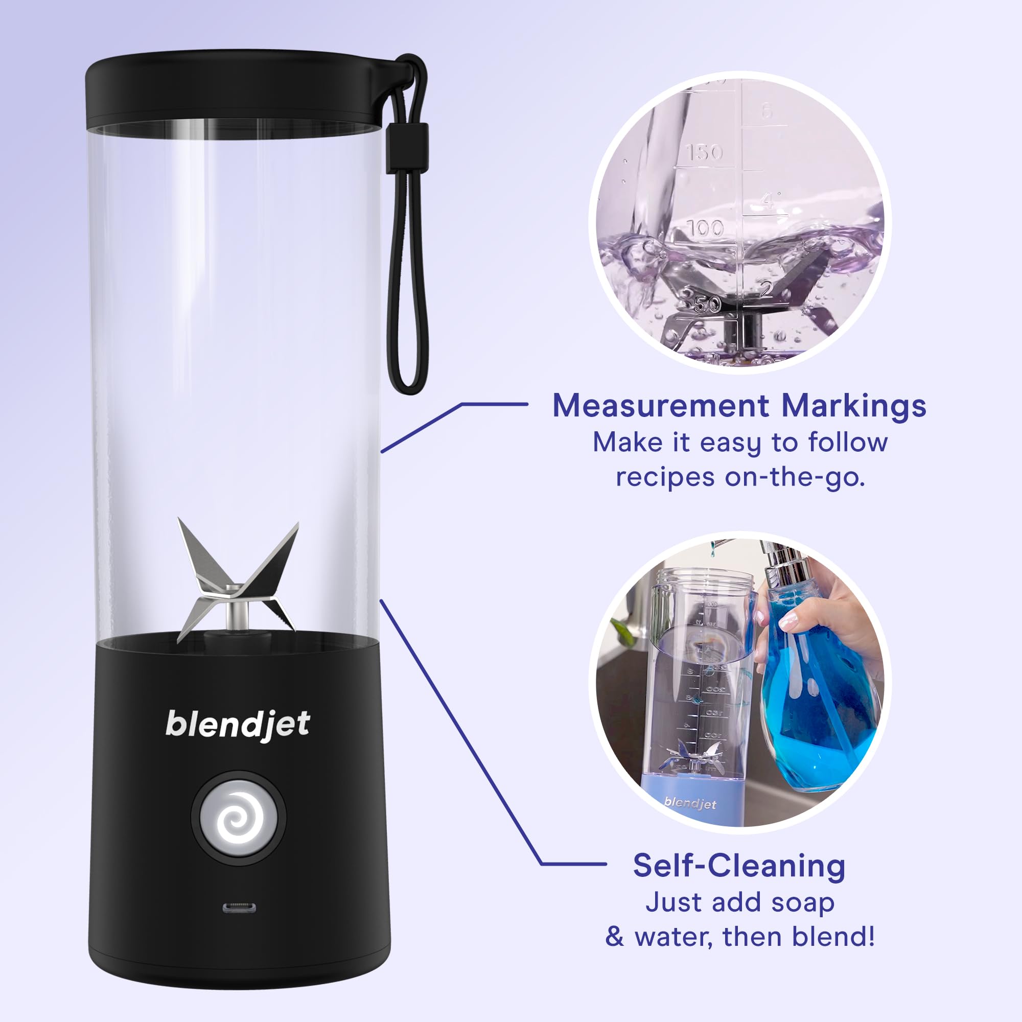 BlendJet Portable Blender for Smoothies & Shakes - 16oz BlendJet 2 Cordless Personal & Small Blender, USB-C Rechargeable & Self Cleaning - Quiet Mini Travel Blender with Stainless Steel Blade (Mint): BlendJet Portable Blender for Smoothies & Shakes - 16oz BlendJet 2 Cordless Personal & Small Blender, USB-C Rechargeable & Self Cleaning - Quiet Mini Travel Blender with Stainless Steel Blade (Ocean)