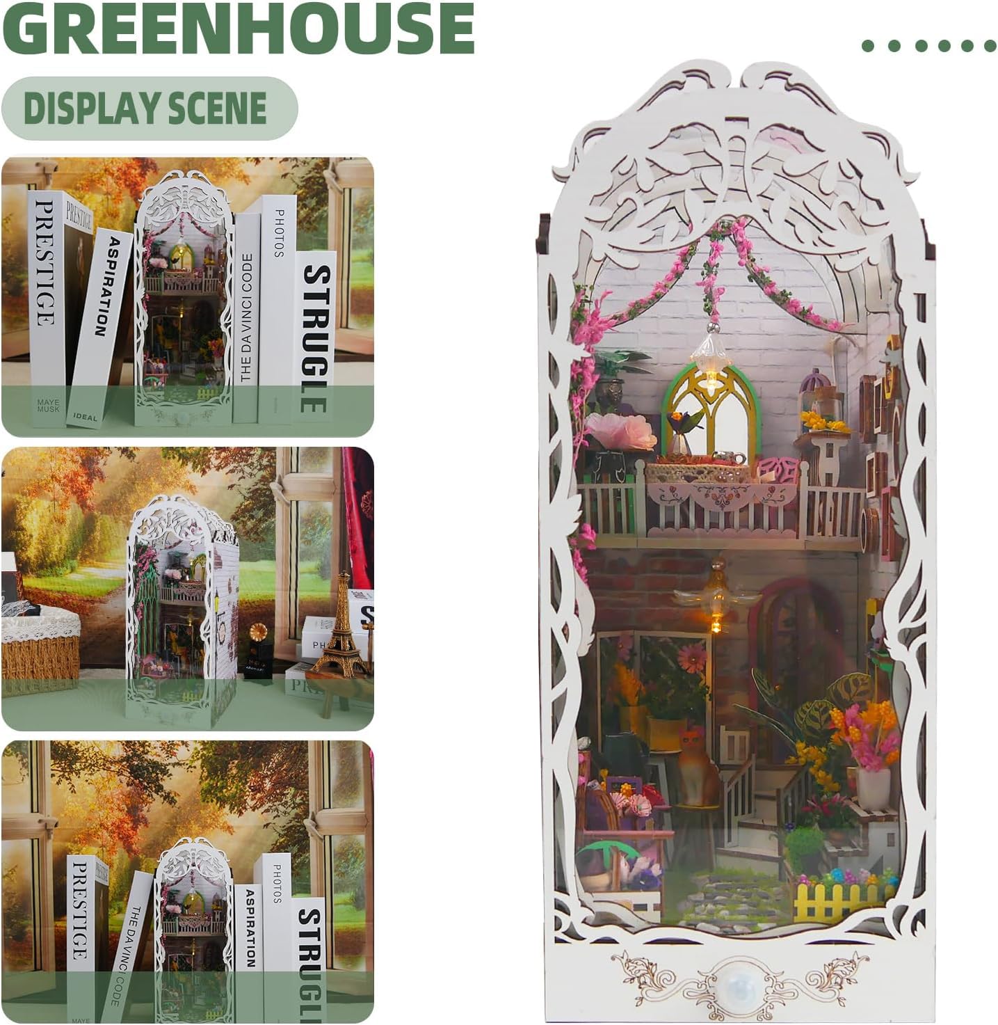 INSGEN DIY Miniature Dollhouse house Building Room Kit, Wooden Diorama Book Nook House Kits Build Crafts for Adults, Miniature Street Tiny Library House Making Kit 1:24 Scale: INSGEN DIY Miniature Dollhouse Booknook Kit - Wooden Flower House Building Kit, 1:24 Scale Dollhouse Flowerhouse Building Kit, Book Nook Kits Crafts for Adults, Handmade Flower House
