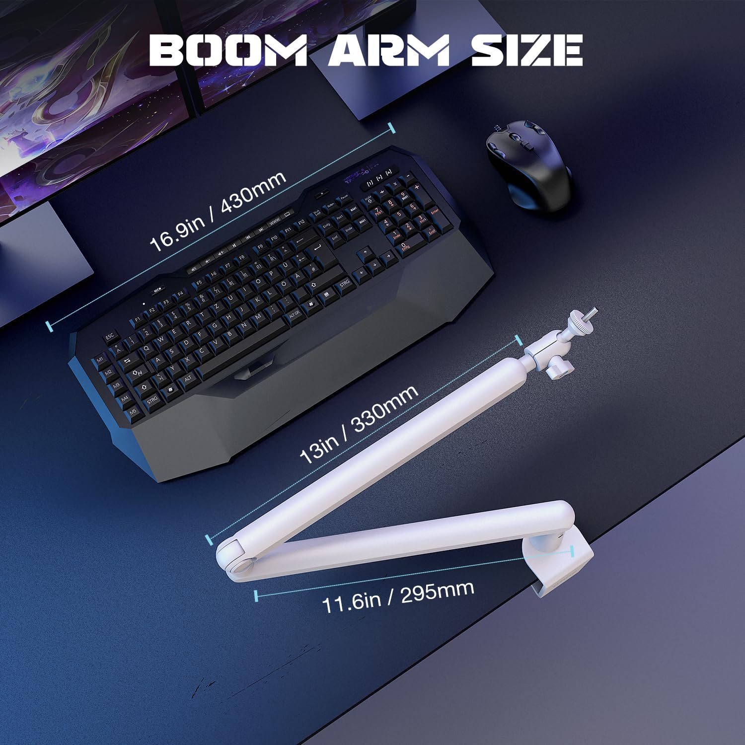 FIFINE Microphone Boom Arm, Low Profile Adjustable Stick Microphone Arm Stand with Desk Mount Clamp, Screw Adapter, Cable Management, for Podcast Streaming Gaming Studio-BM88 thumbnail 7