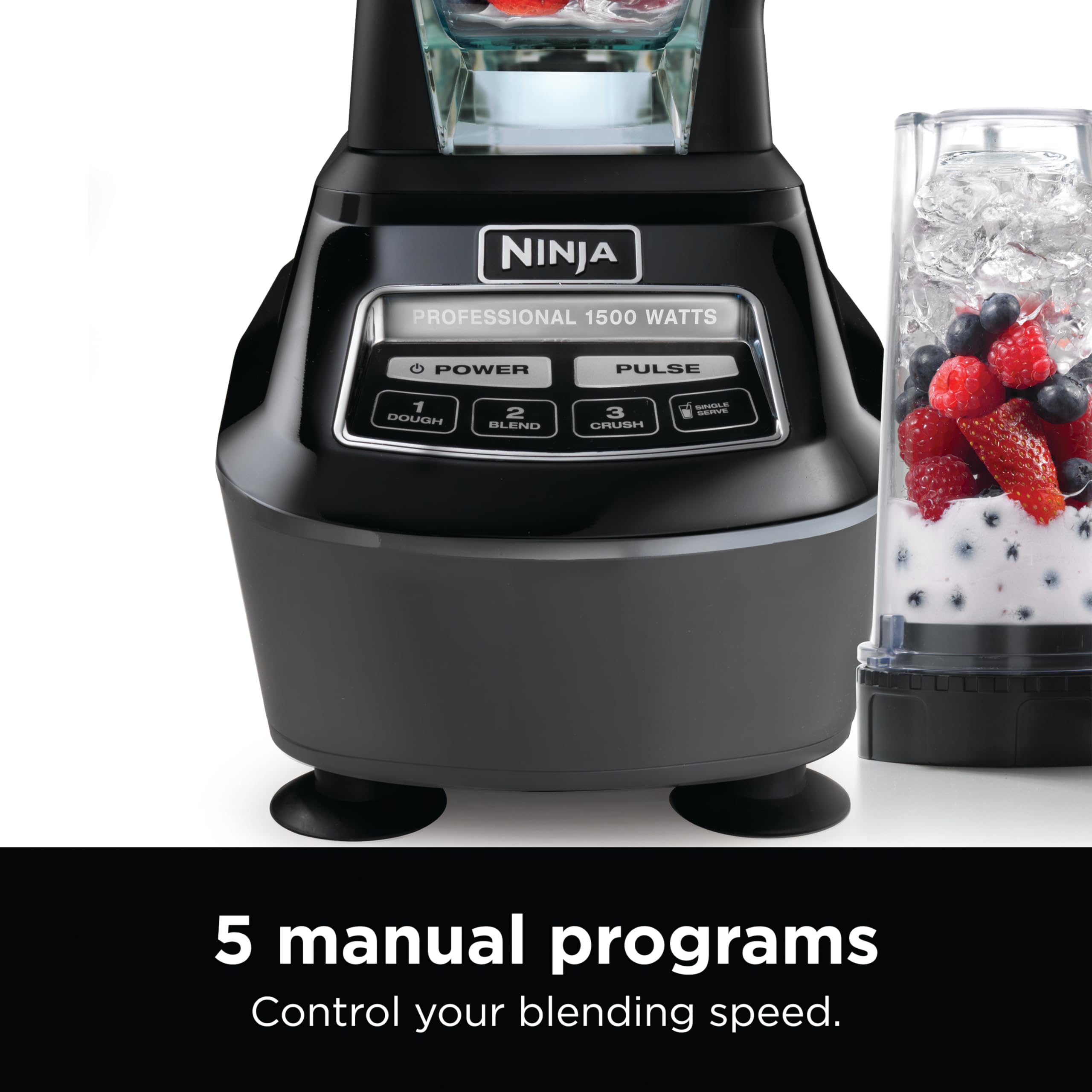 Ninja Mega Kitchen System, 1500W, 72 oz. Full-Size Blender & 8-Cup Food Processor with (2) 16 oz. To-Go Cups, Total Crushing Technology - Smoothies, Ice Crushing, Purees, Dough & More, Black, BL770: Pitcher+Bowl+(1) 16-oz. Cup