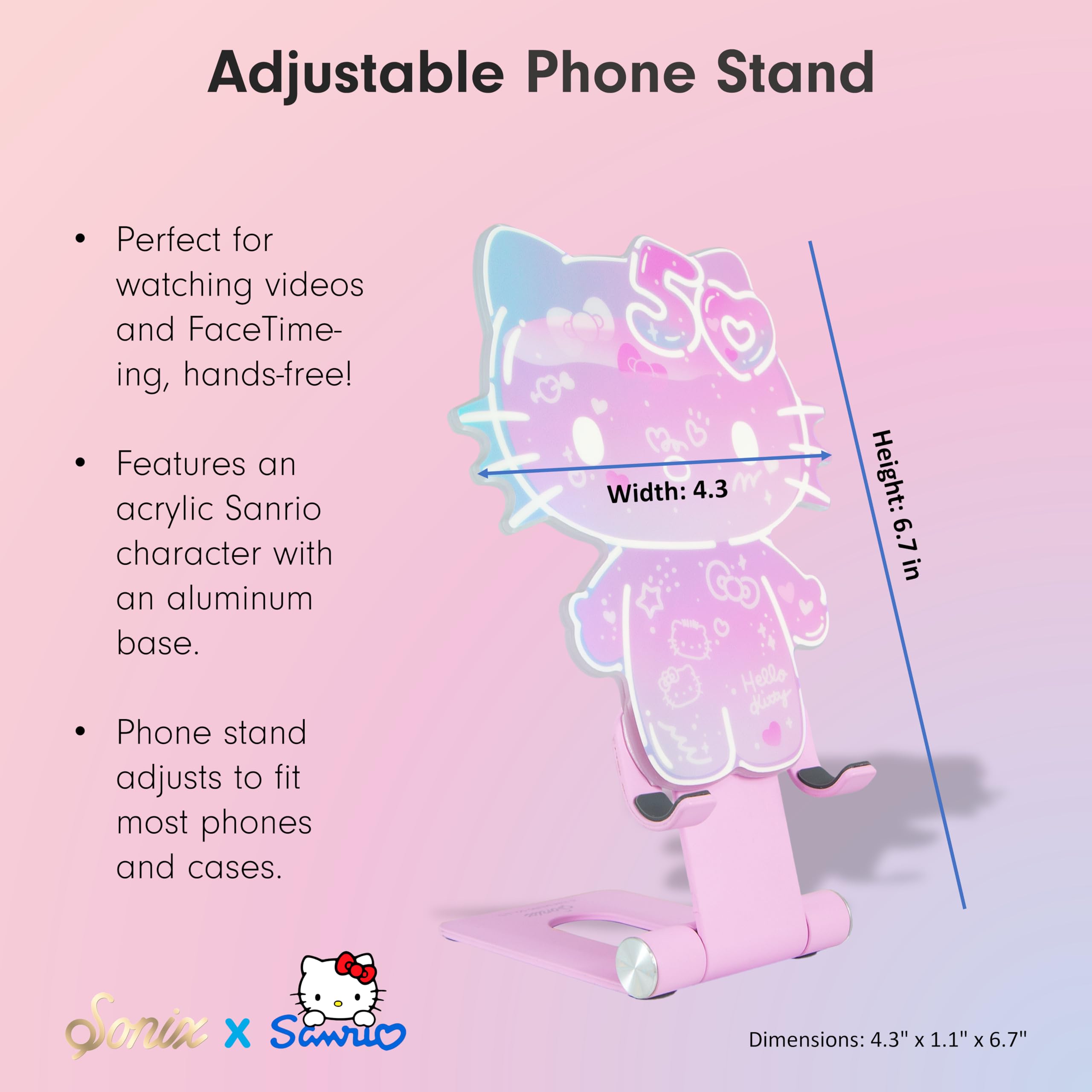 Sonix x Sanrio Character Phone Stand | Adjustable Cell Phone Holder, Desk Stand, Dock | Hello Kitty 50th Anniversary