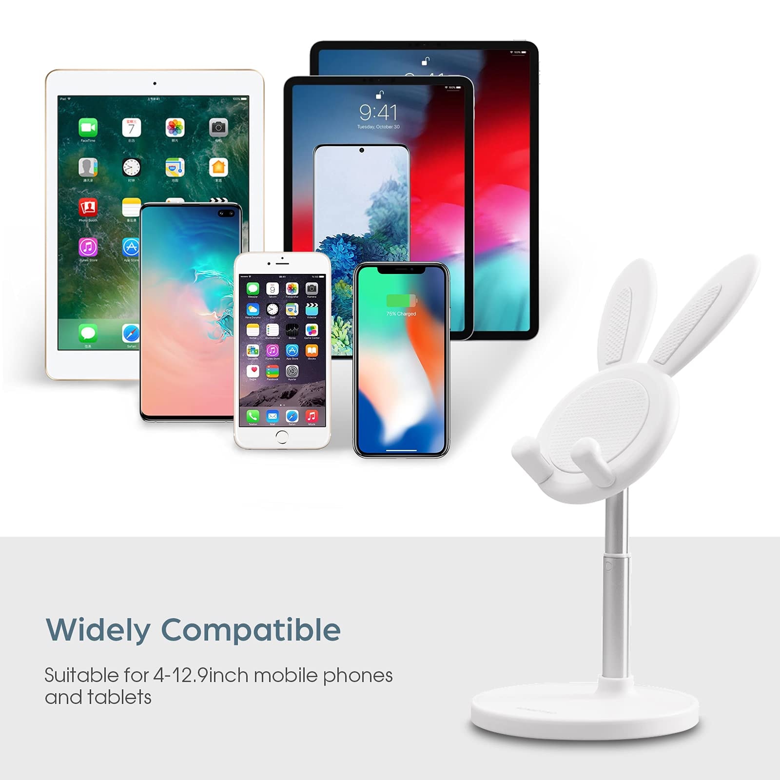 nediea Cell Phone Stand,Angle Height Adjustable Bunny Phone Stand for Desk,Cute Rabbit Phone Holder Stand for Desk, Compatible with All Mobile Phones, Tablets(4-10in) () - Image 5